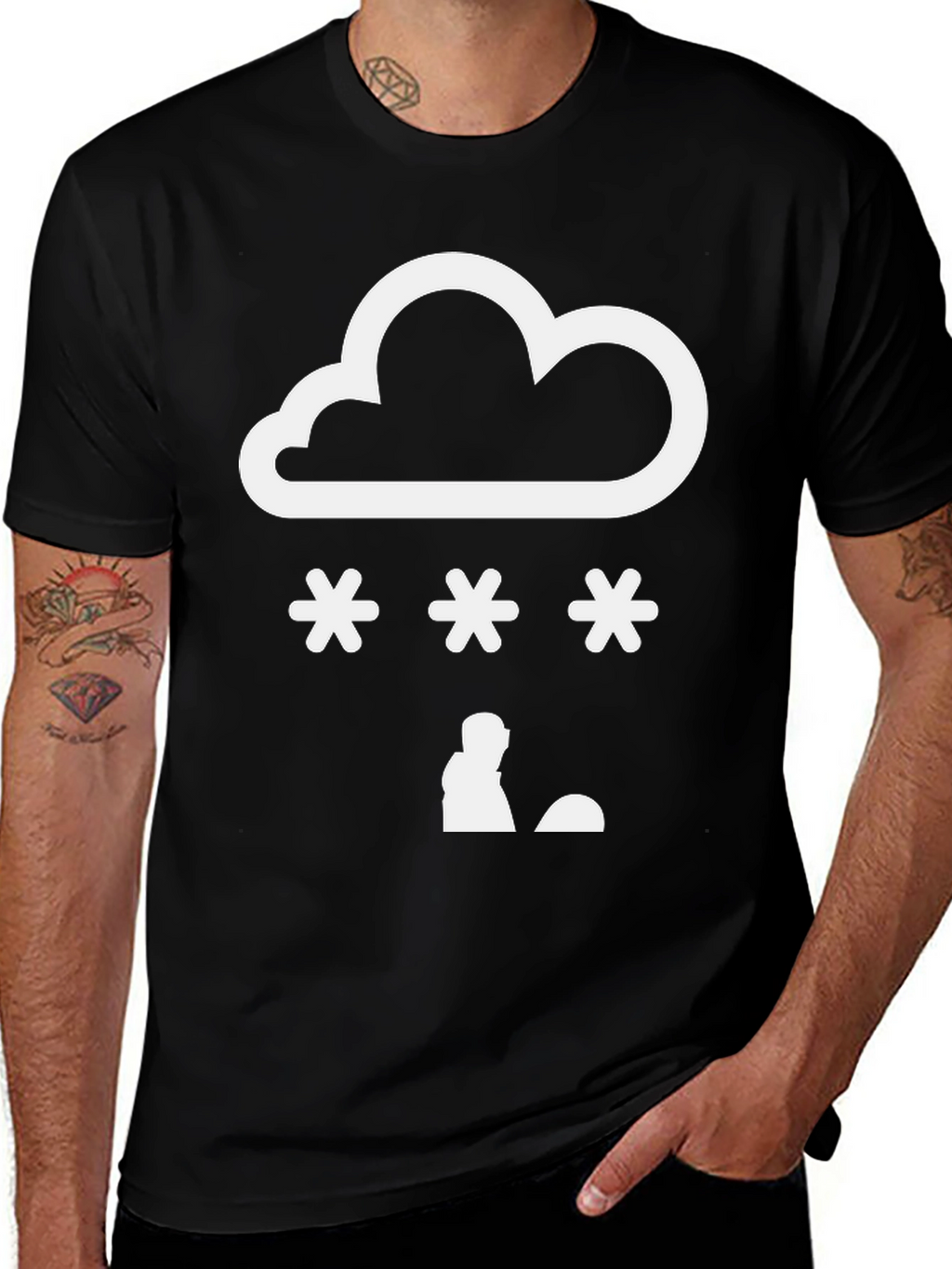 Snow Day Graphic Tee - Black Cotton Blend Shirt