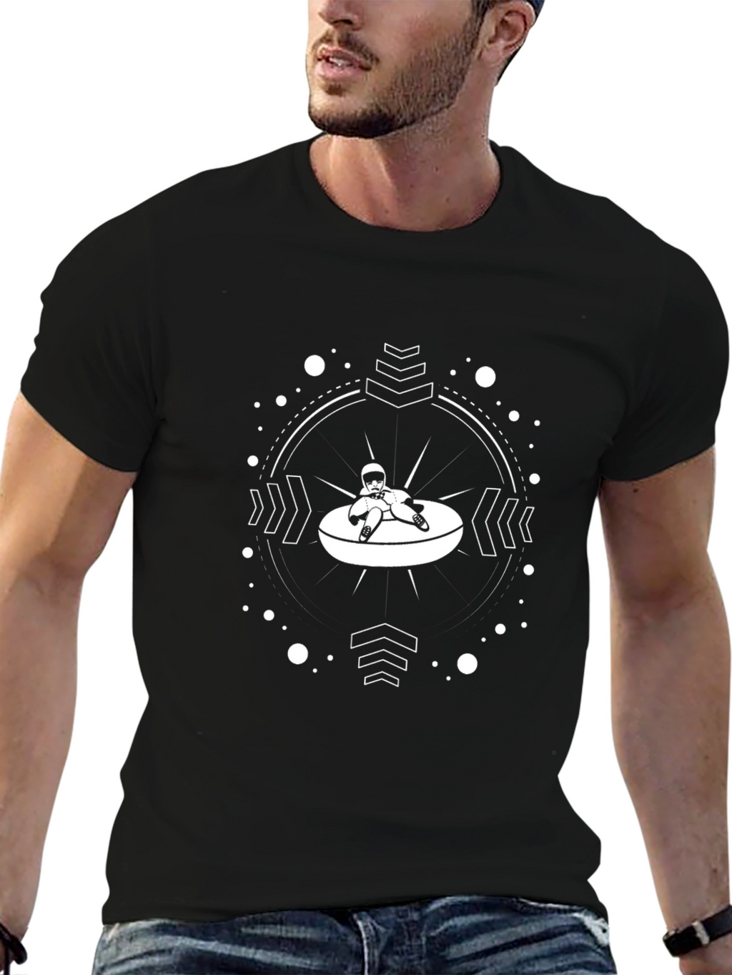 Black Graphic Tee - Snow Tubing Design