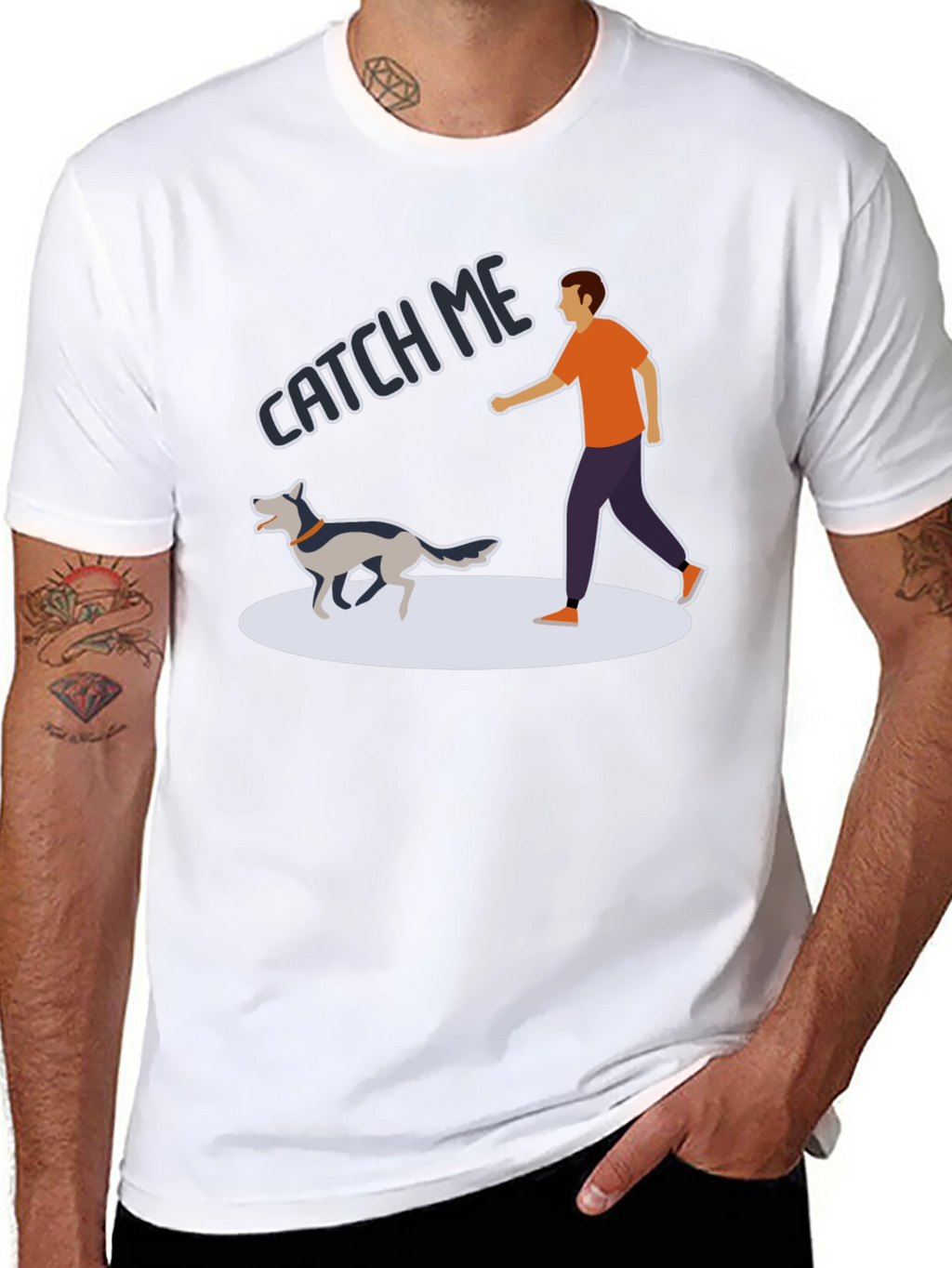 Catch Me Dog T-Shirt - Playful Pet Owner Tee