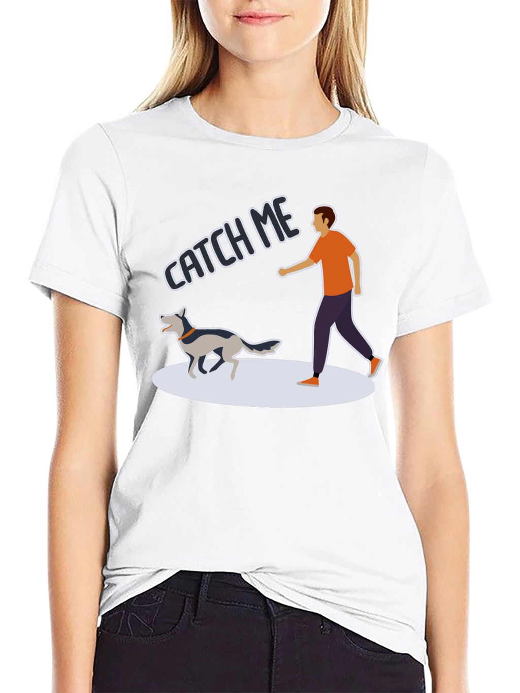 Catch Me Dog T-Shirt - Playful Pet Owner Tee