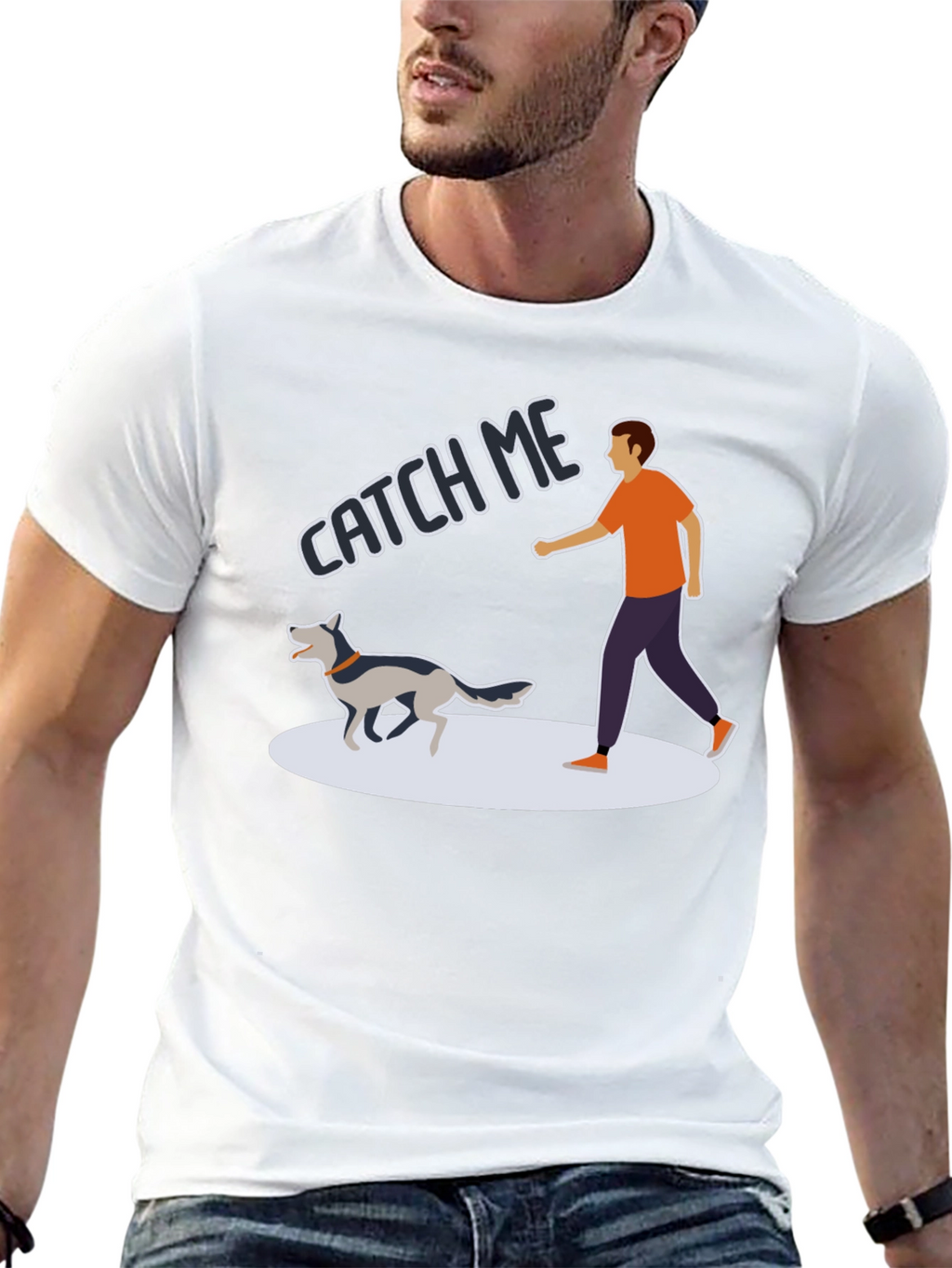 Catch Me Dog T-Shirt - Playful Pet Owner Tee