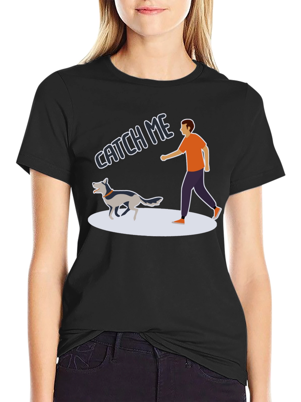 Catch Me Dog T-Shirt - Playful Pet Owner Tee
