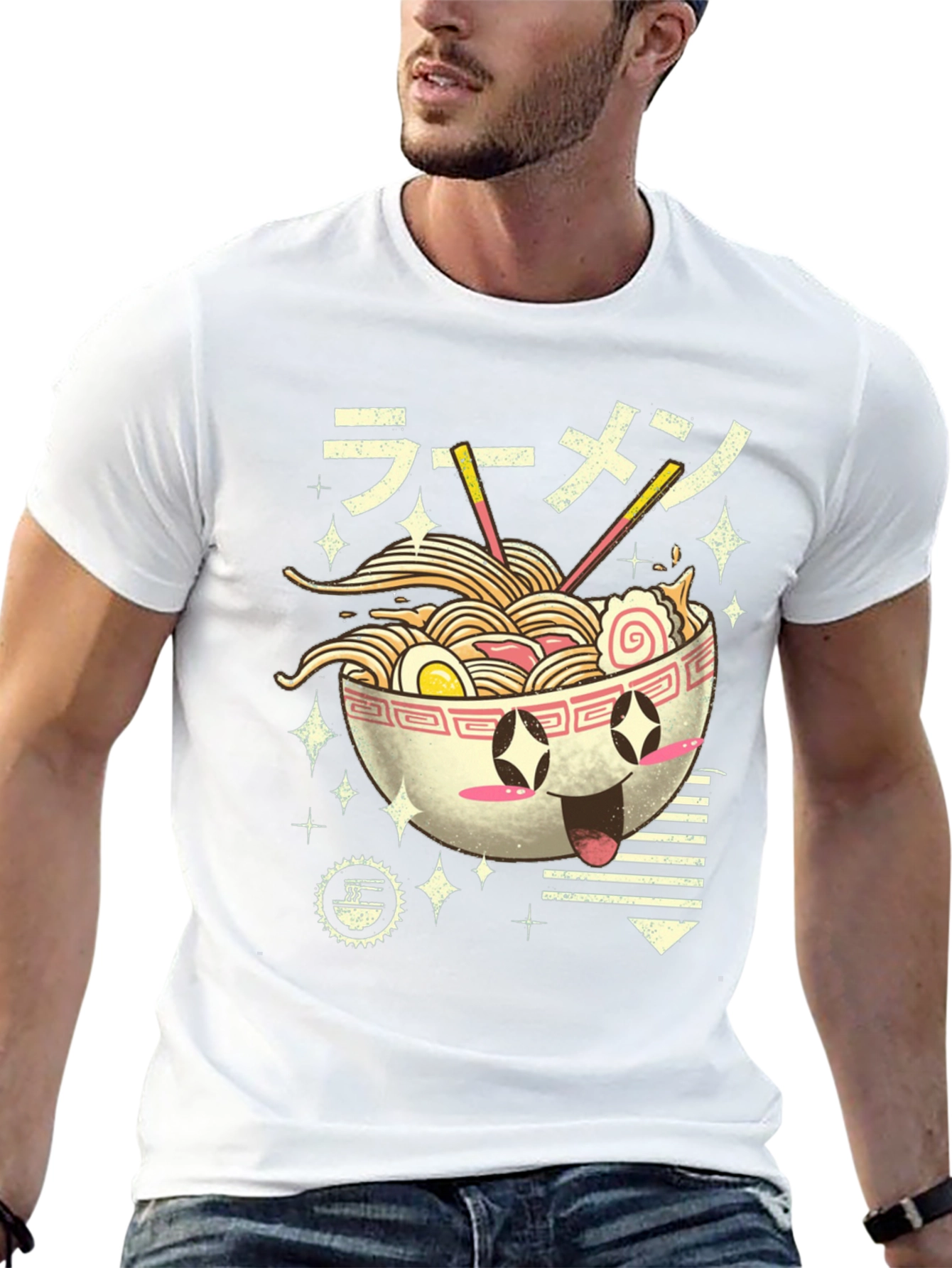 Kawaii Ramen Bowl Graphic Tee - Black