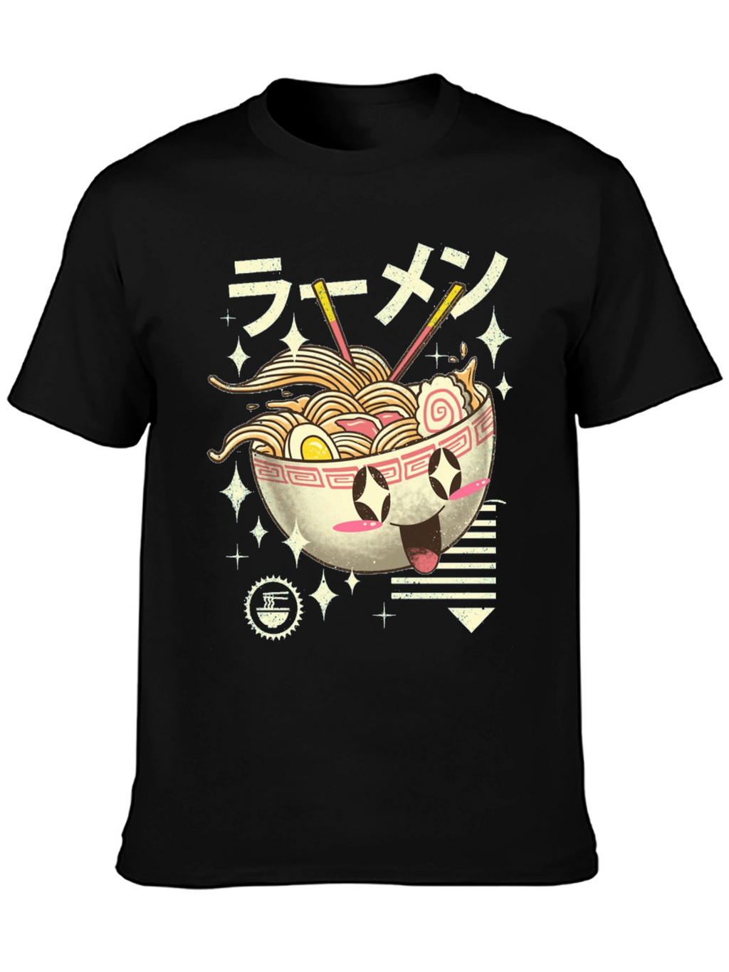 Kawaii Ramen Bowl Graphic Tee - Black
