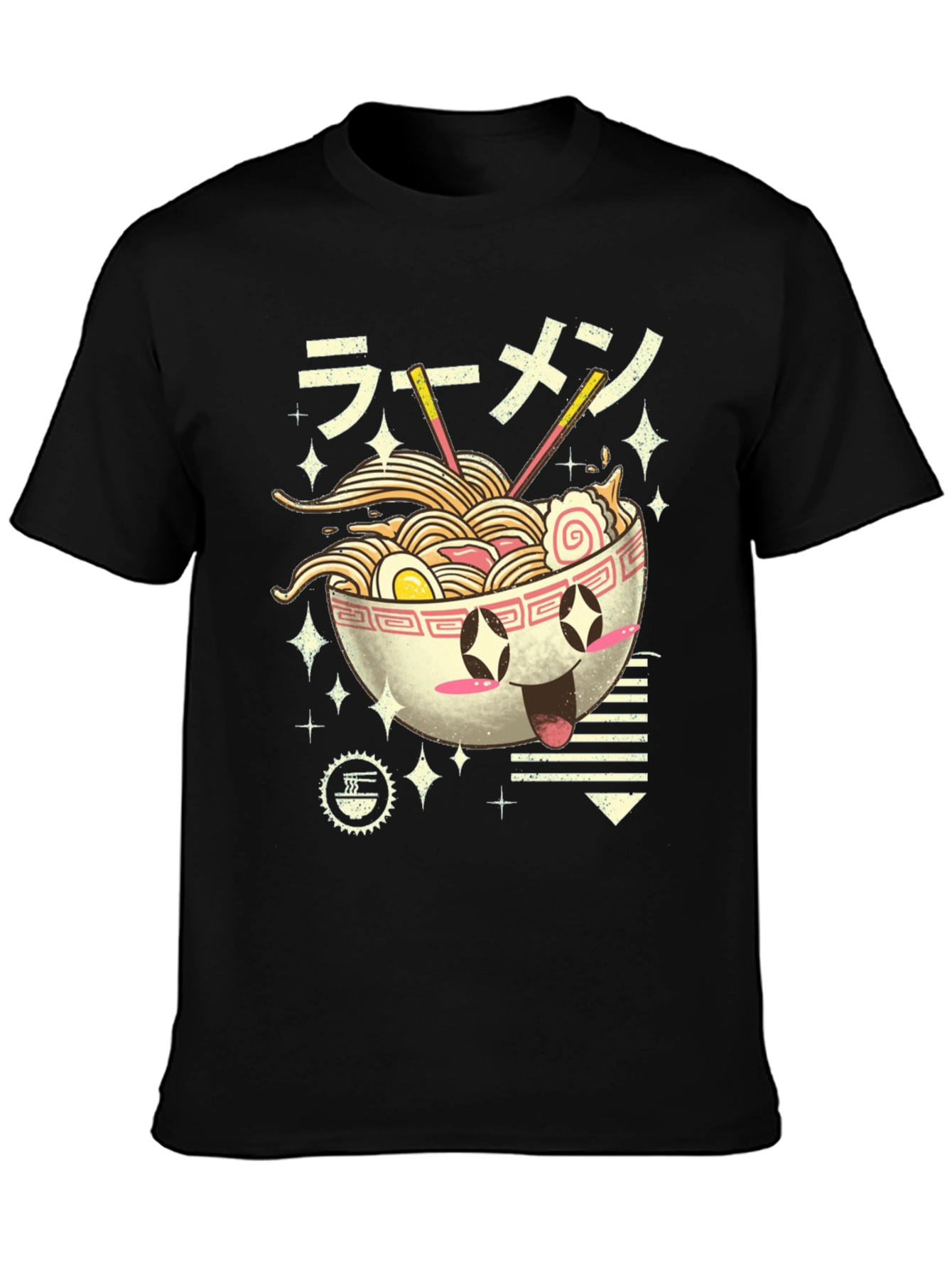 Kawaii Ramen Bowl Graphic Tee - Black