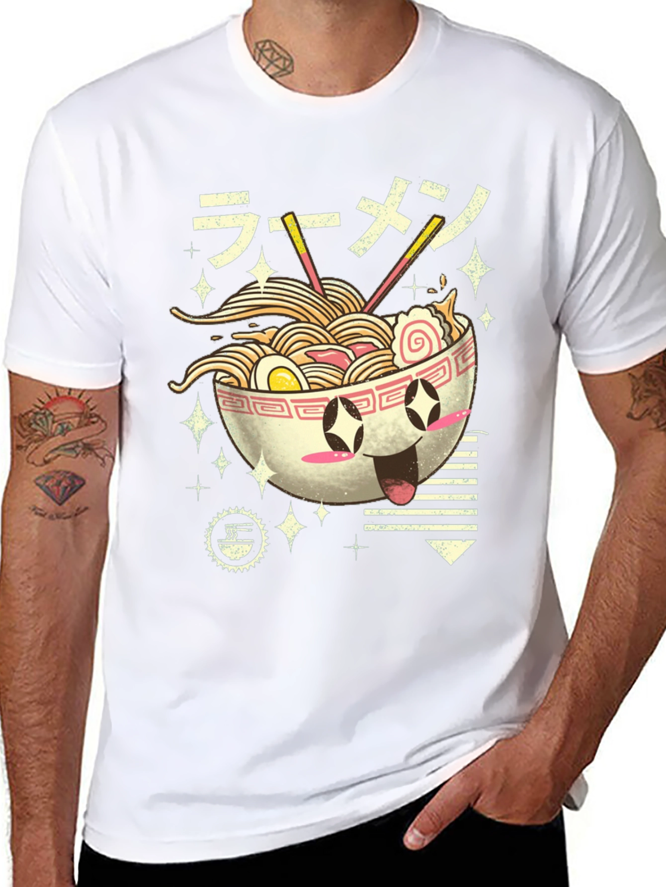 Kawaii Ramen Bowl Graphic Tee - Black