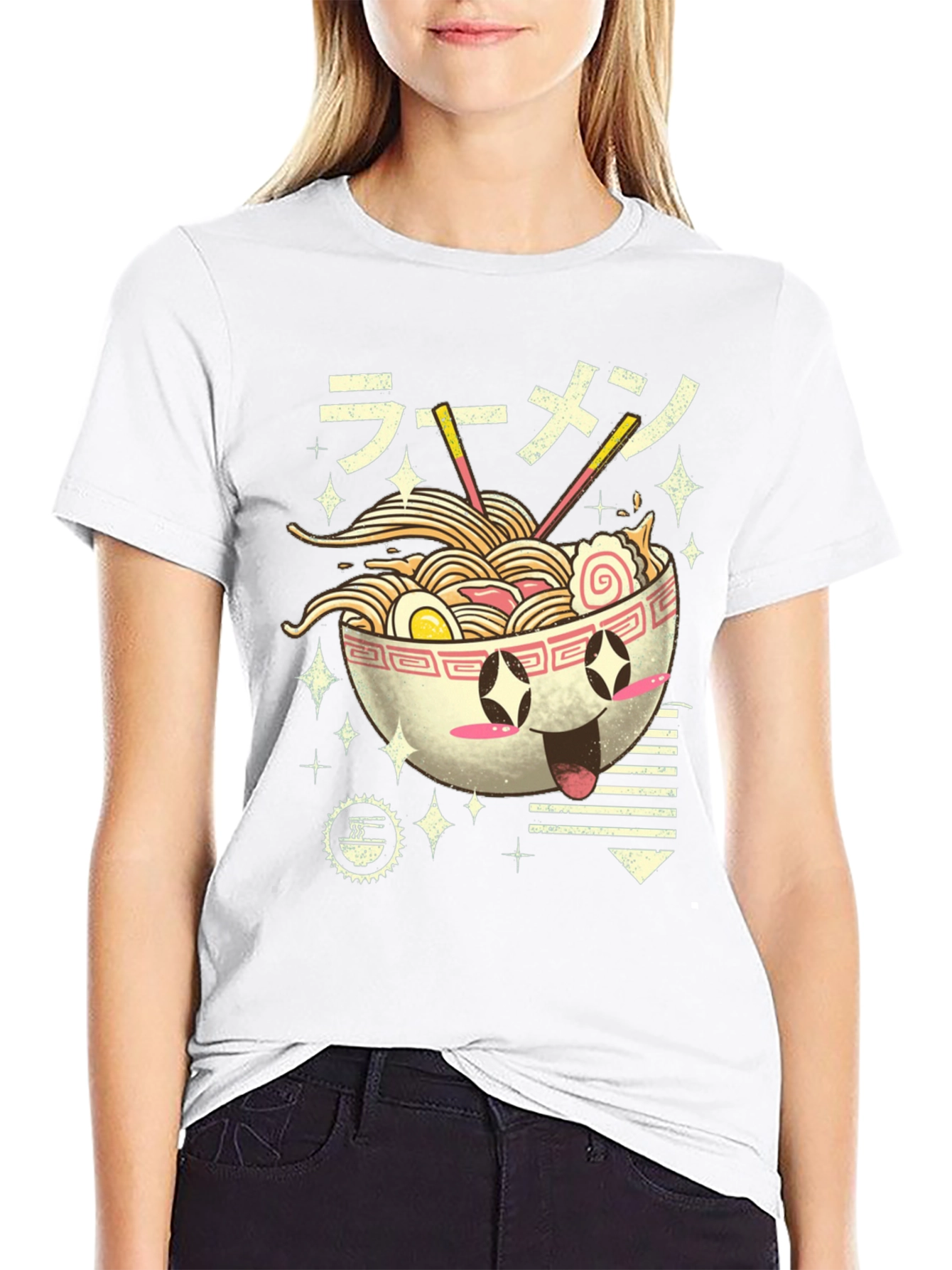 Kawaii Ramen Bowl Graphic Tee - Black