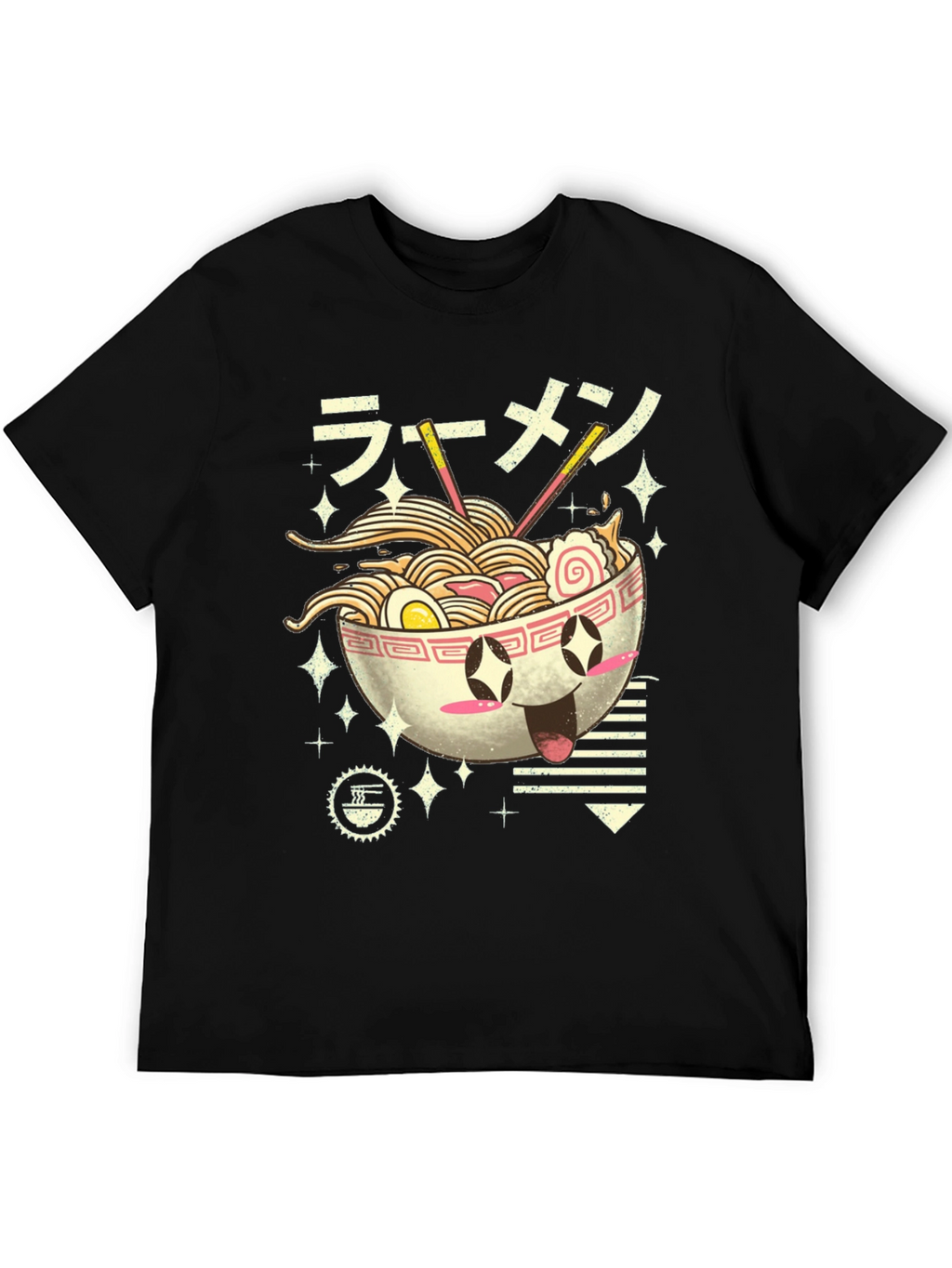 Kawaii Ramen Bowl Graphic Tee - Black