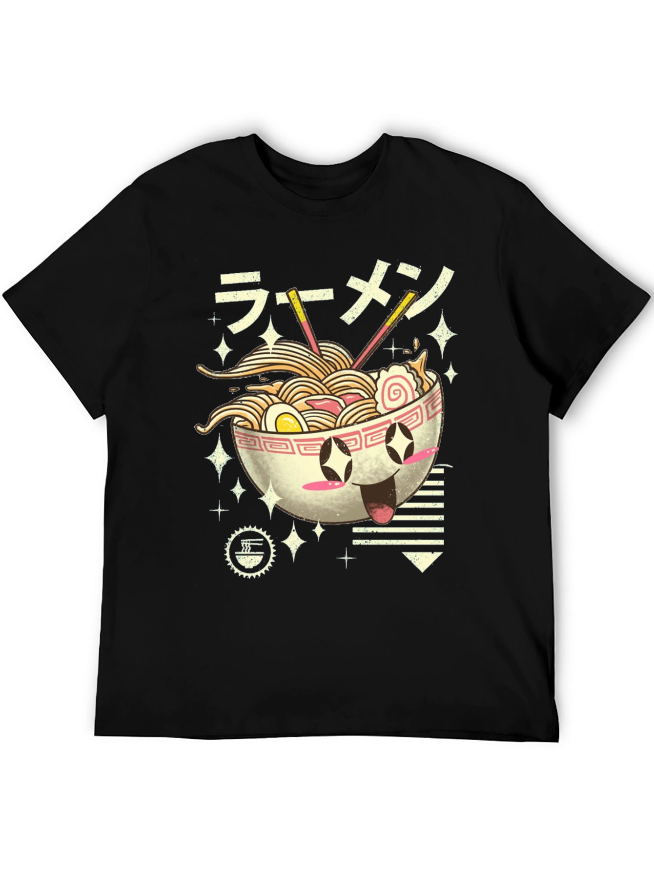 Kawaii Ramen Bowl Graphic Tee - Black