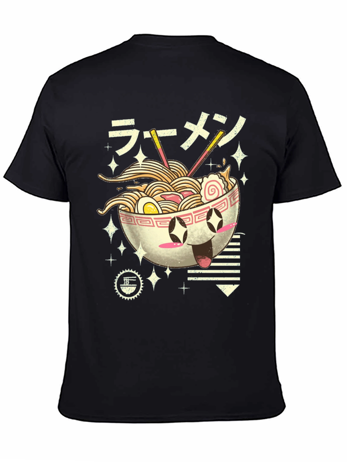Kawaii Ramen Bowl Graphic Tee - Black