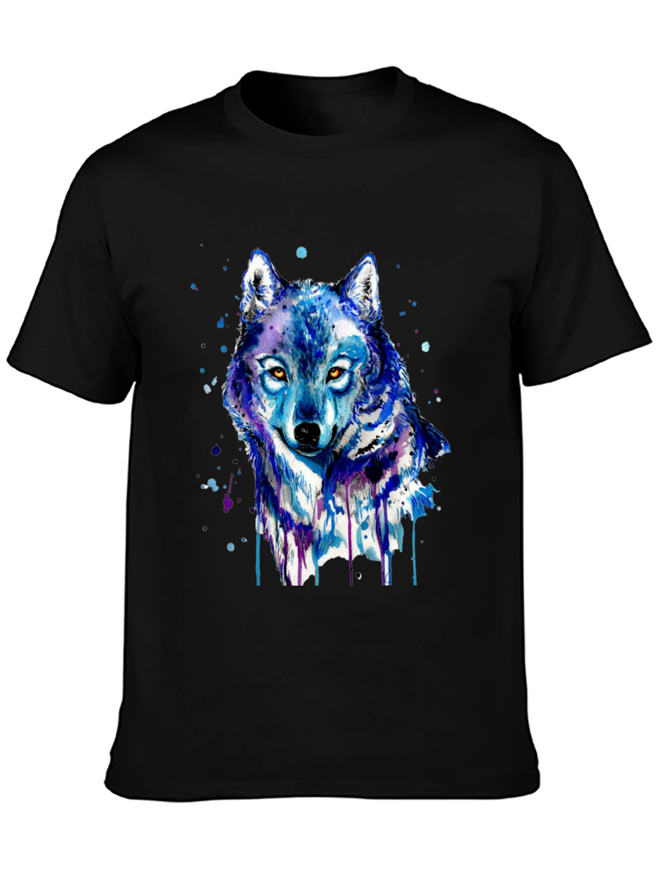 Watercolor Wolf Graphic Tee - Black