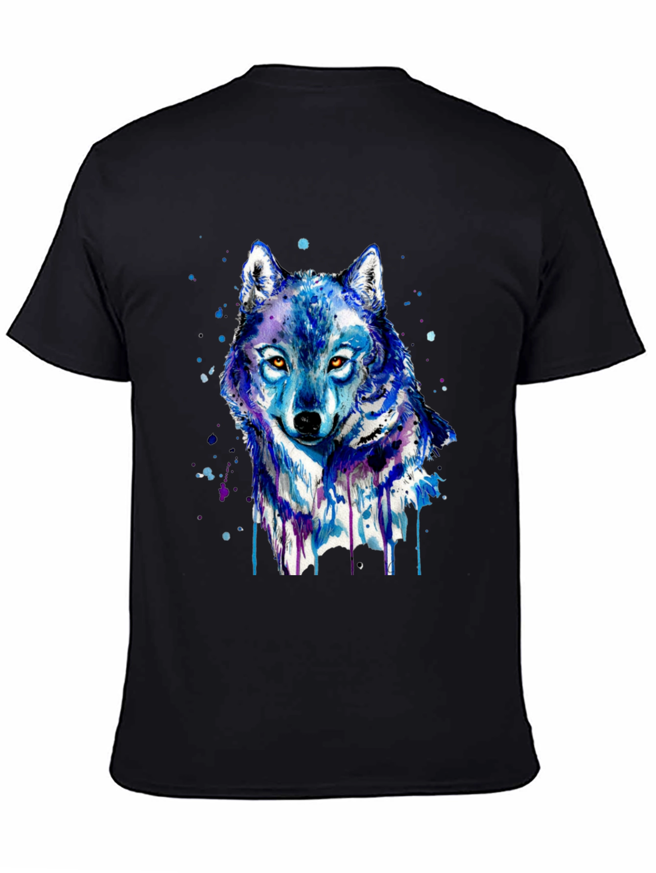 Watercolor Wolf Graphic Tee - Black