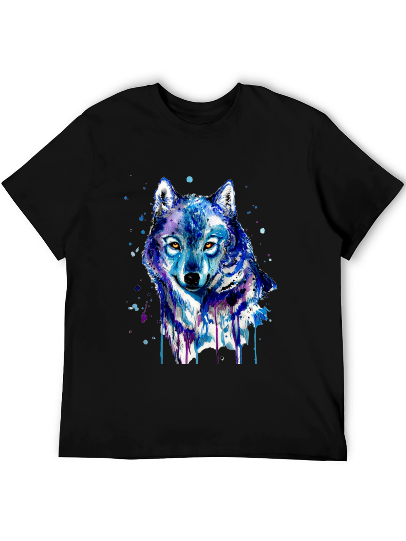 Watercolor Wolf Graphic Tee - Black