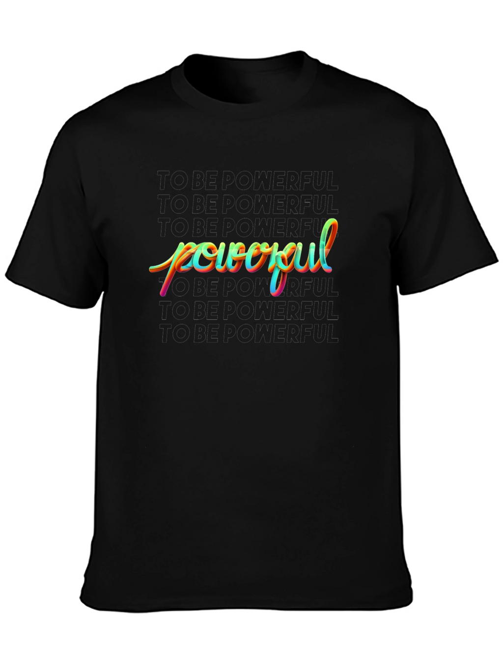 Powerful Rainbow Graphic Black T-Shirt