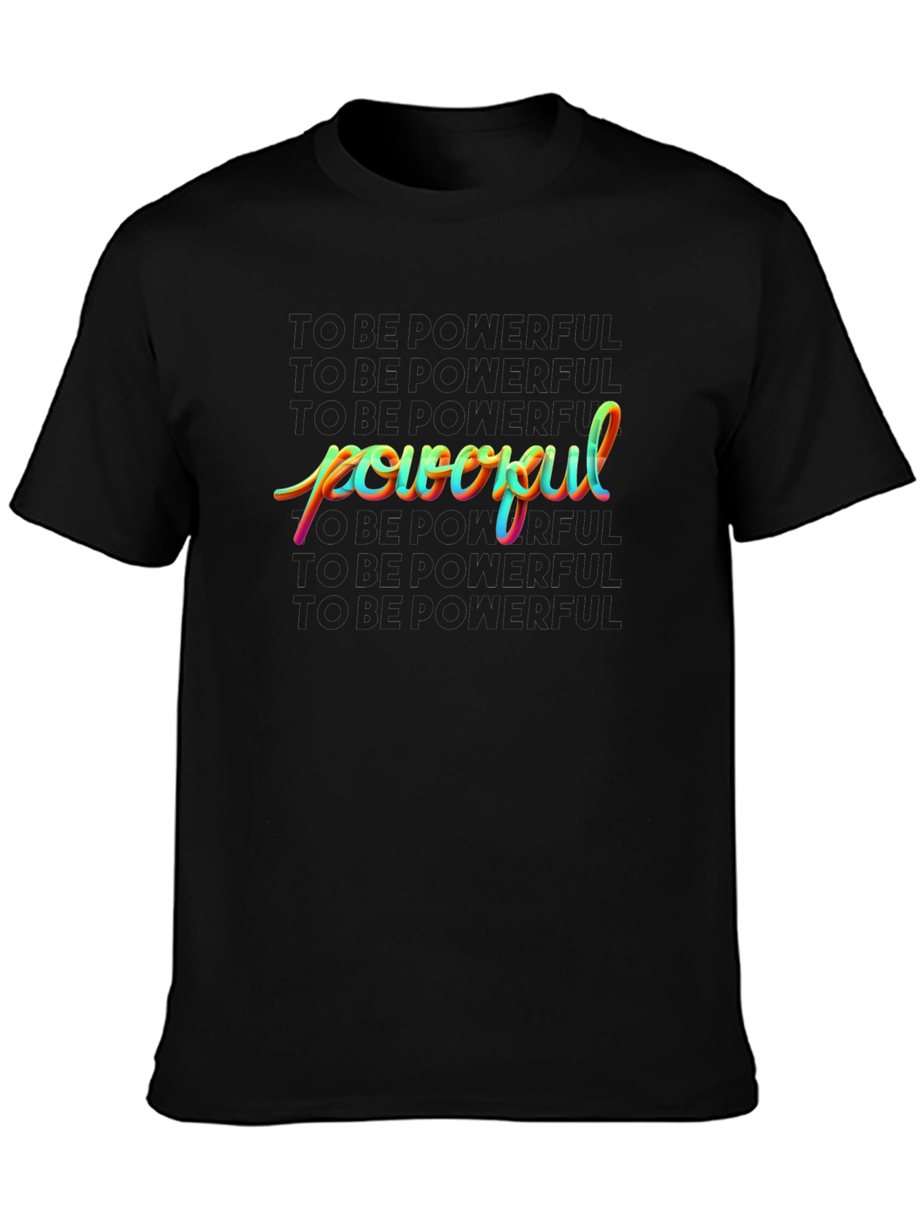 Powerful Rainbow Graphic Black T-Shirt