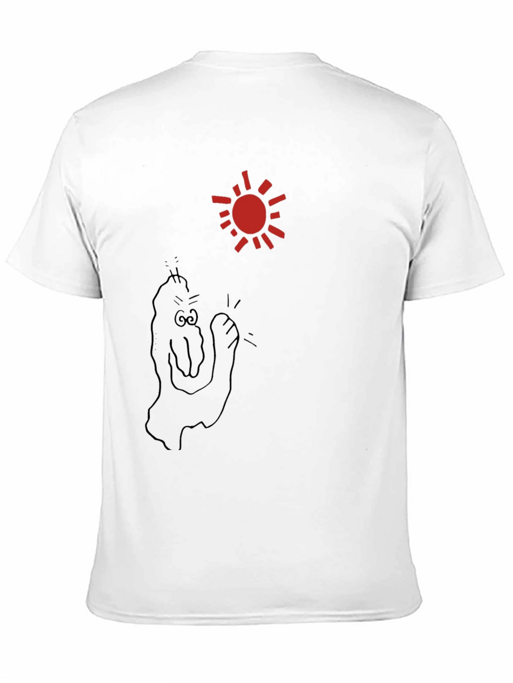 Black T-Shirt with Cartoon Sun and Figure