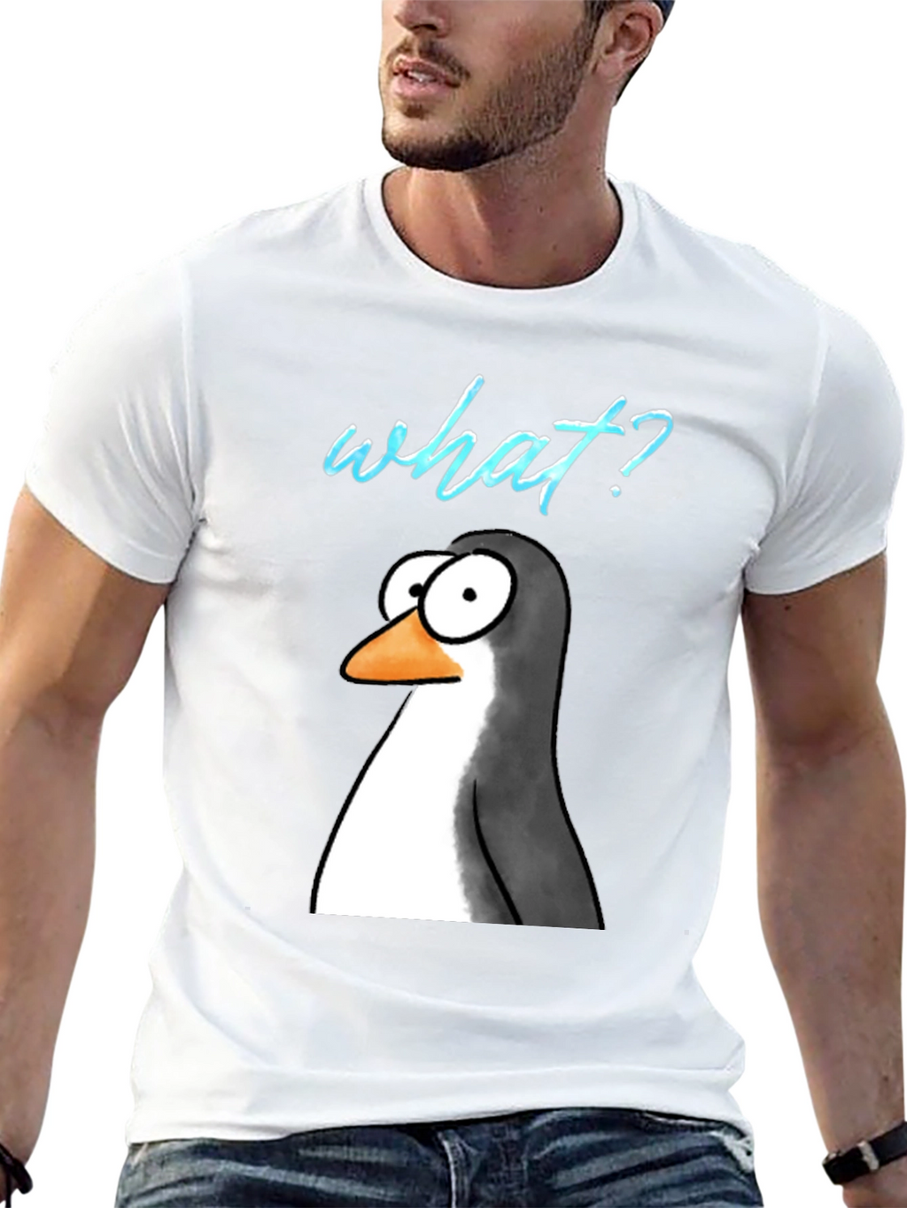 Funny Penguin What? Graphic T-Shirt