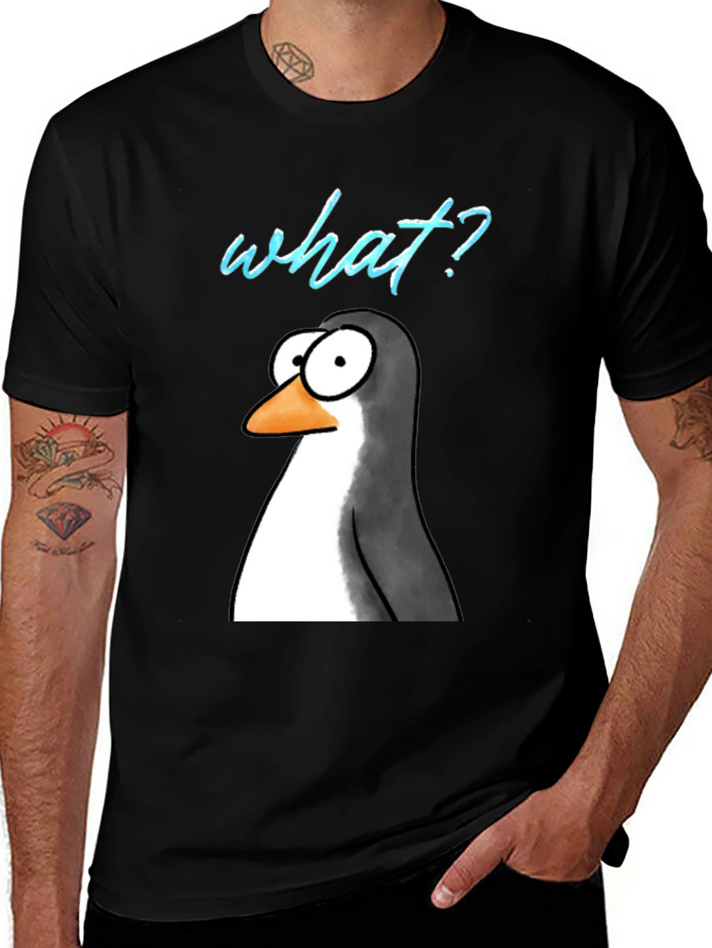 Funny Penguin What? Graphic T-Shirt
