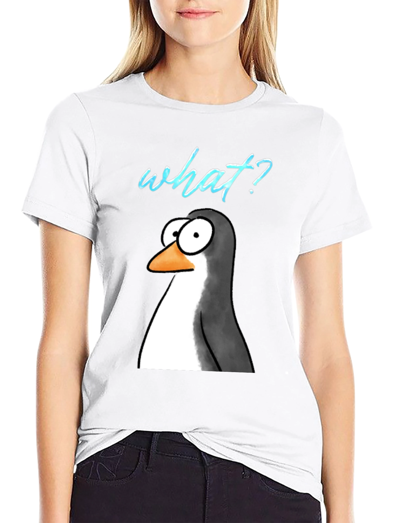 Funny Penguin What? Graphic T-Shirt