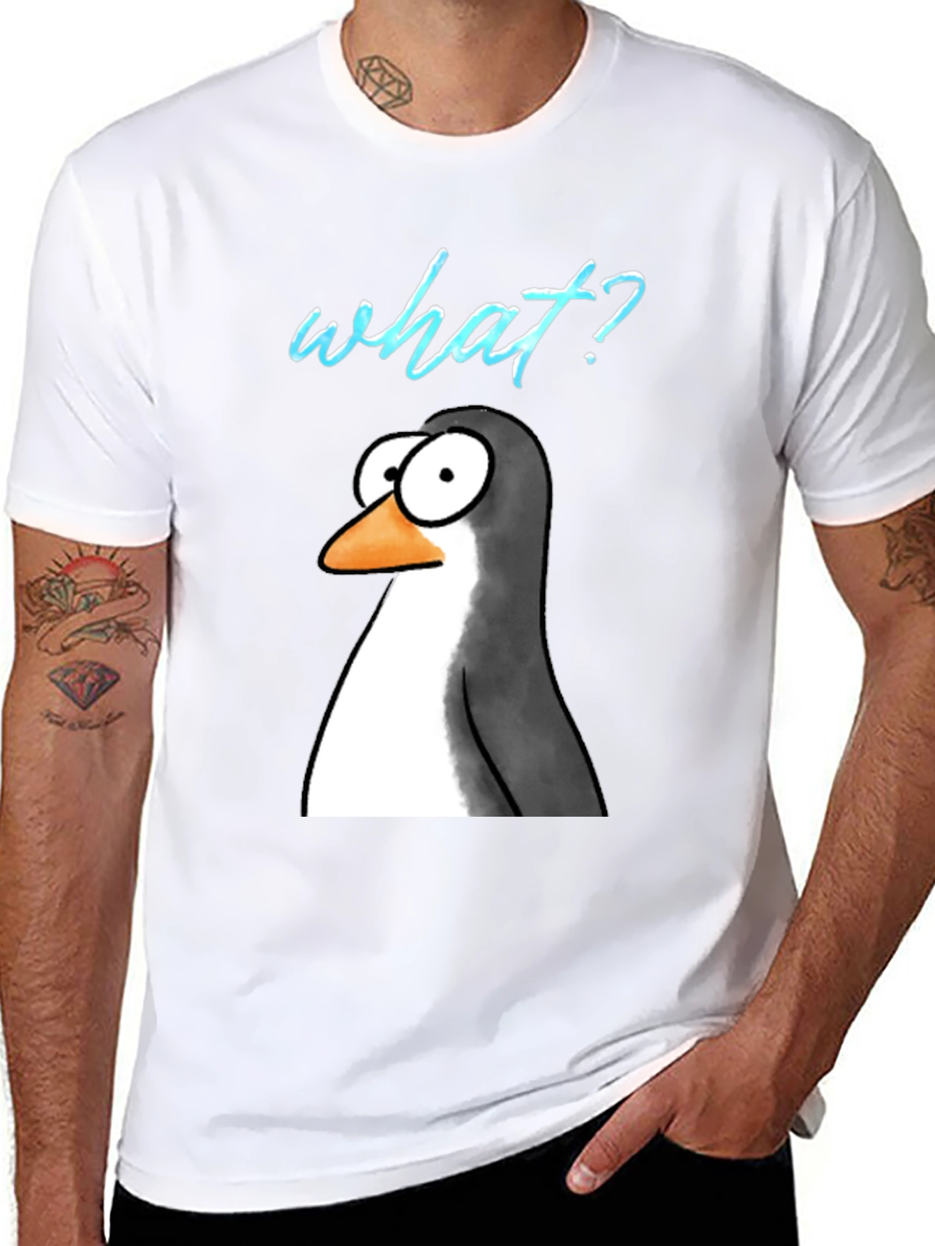 Funny Penguin What? Graphic T-Shirt