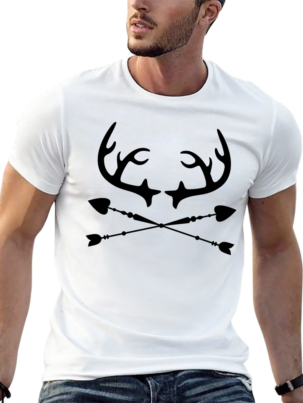 Antler & Arrow Graphic Tee - Black Cotton