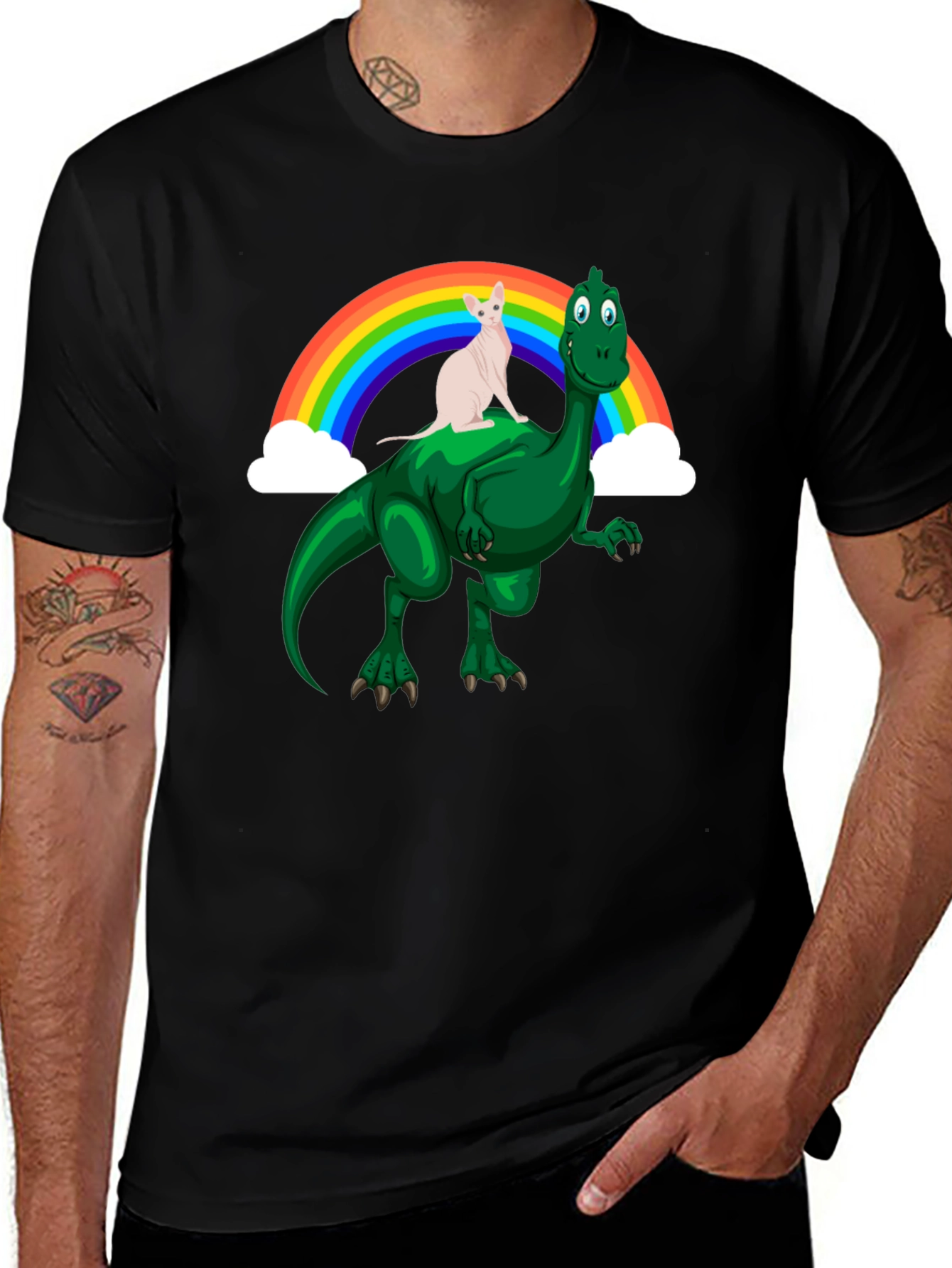 Dino Cat Rainbow T-Shirt