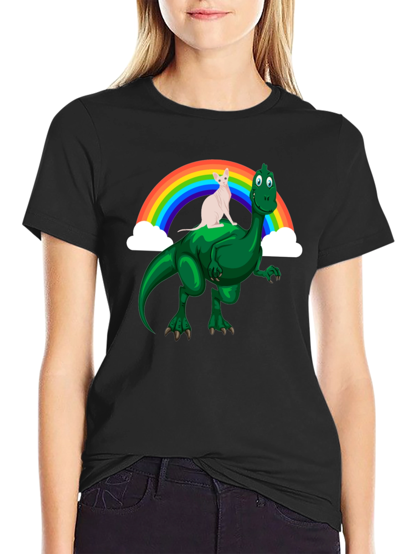 Dino Cat Rainbow T-Shirt