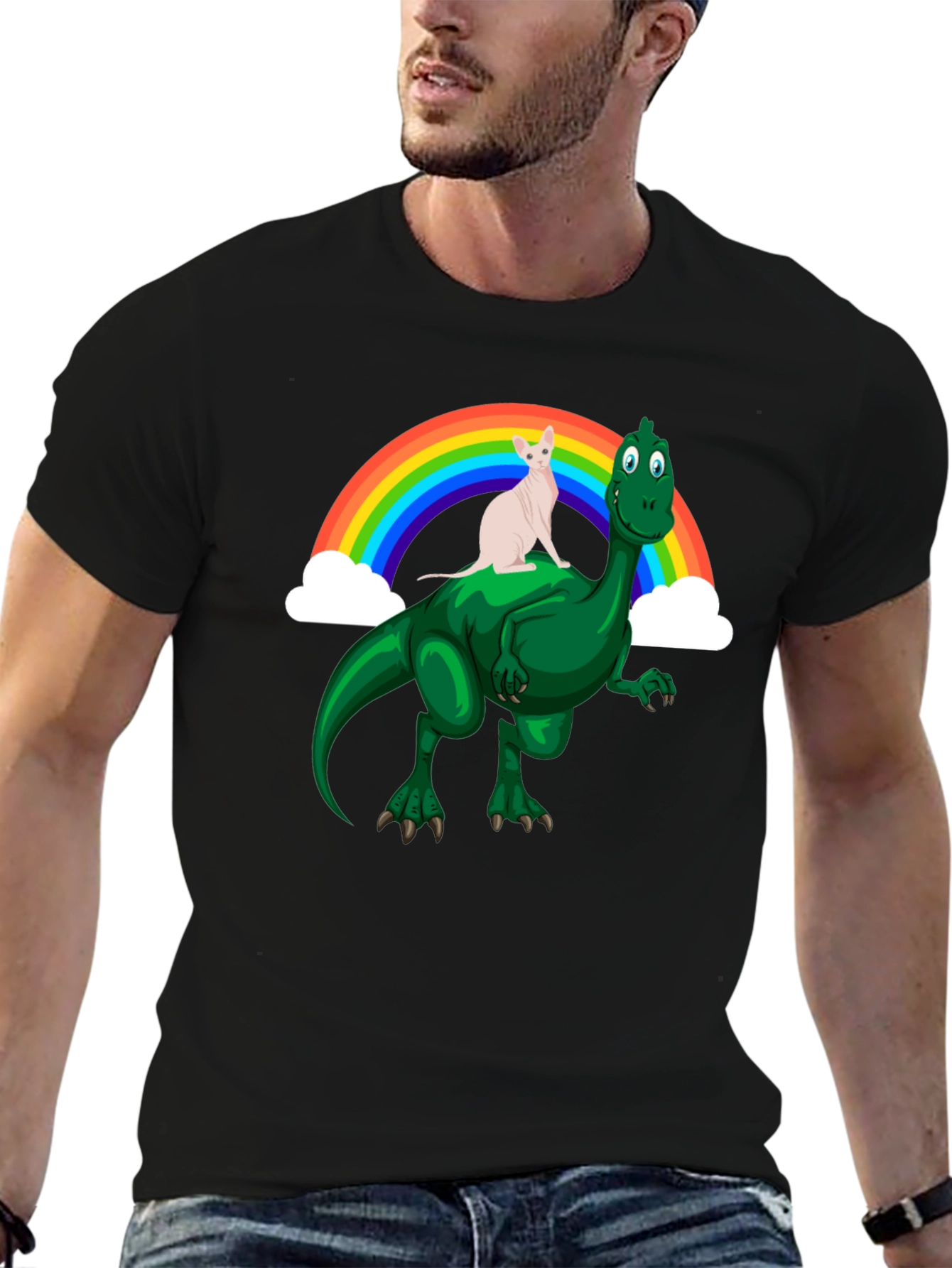 Dino Cat Rainbow T-Shirt