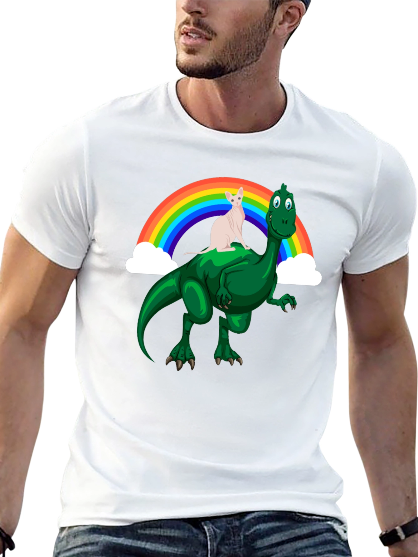 Dino Cat Rainbow T-Shirt