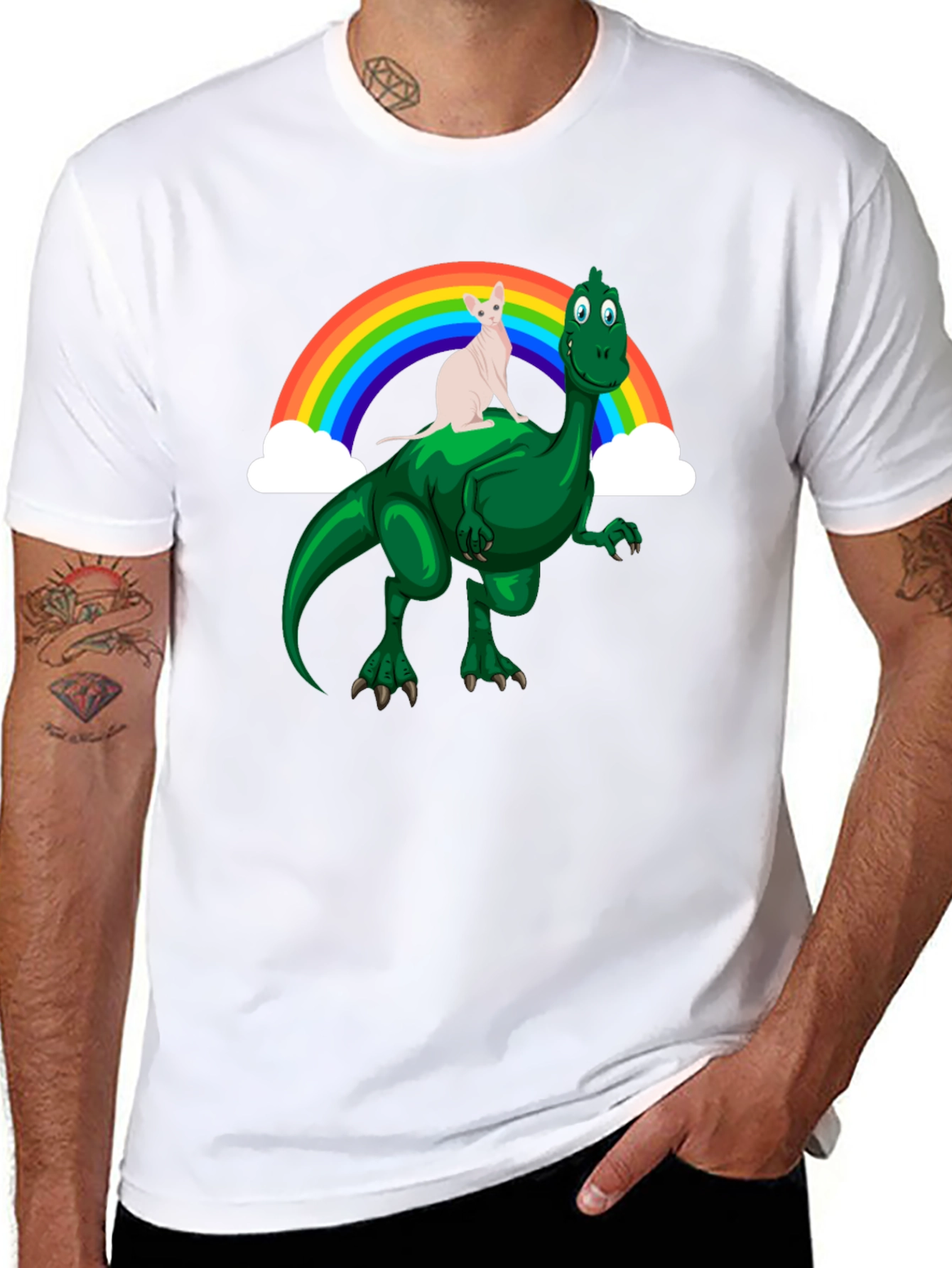 Dino Cat Rainbow T-Shirt