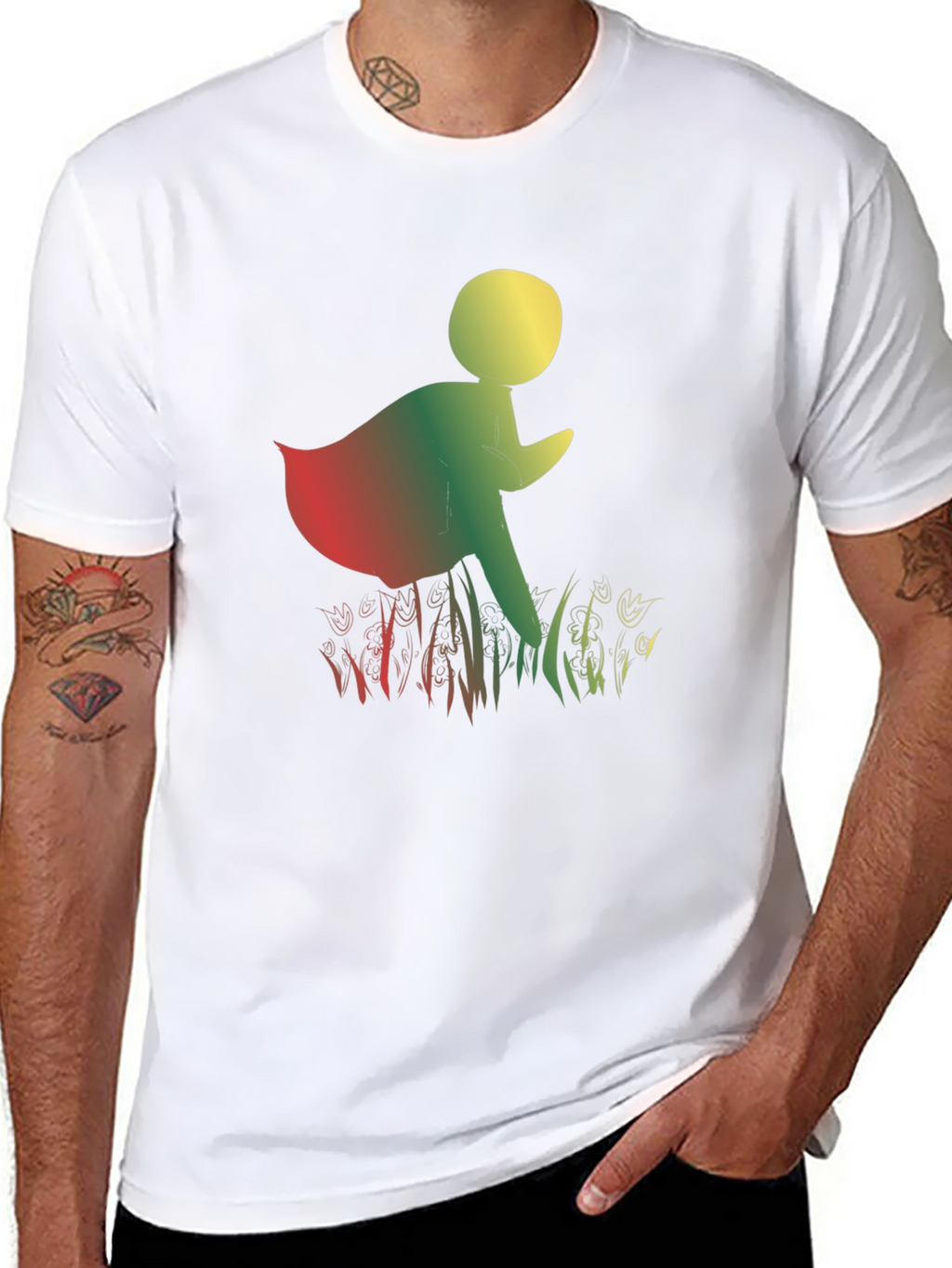 Rasta Walking Man Black T-Shirt