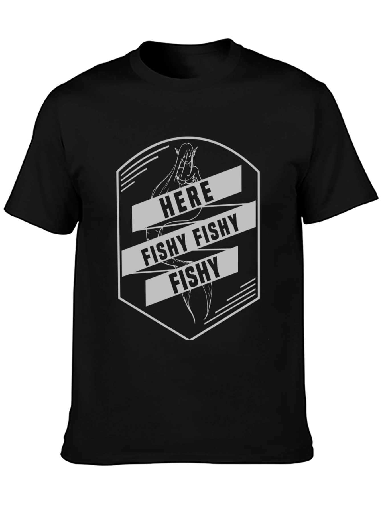 Here Fishy Fishy T-Shirt - Black Graphic Tee