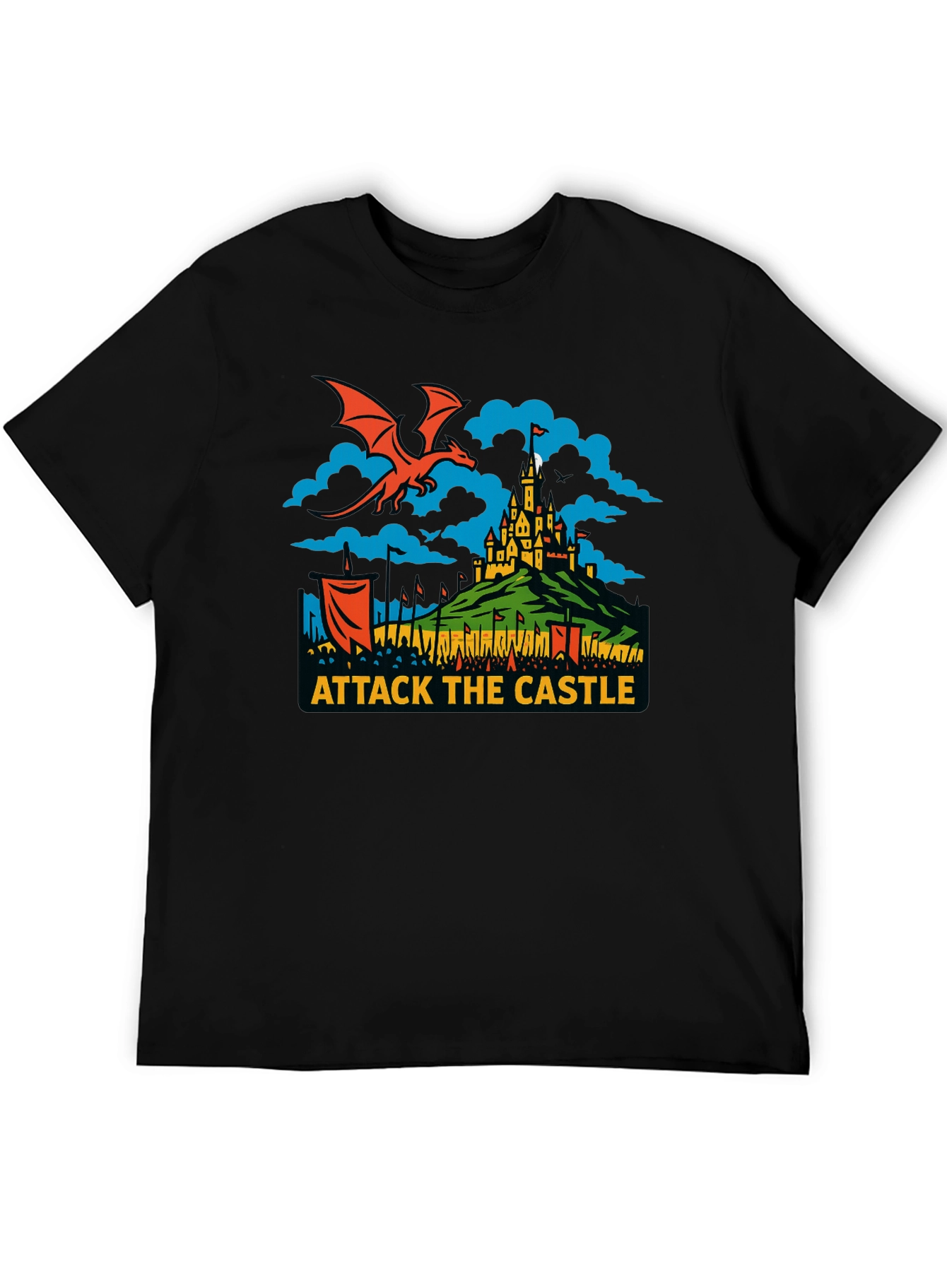 Attack the Castle Graphic T-Shirt - Dragon & Medieval Design