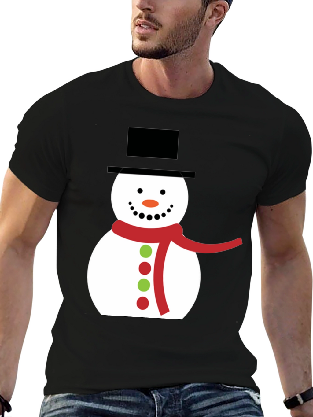 Festive Snowman Graphic Tee - Holiday Apparel