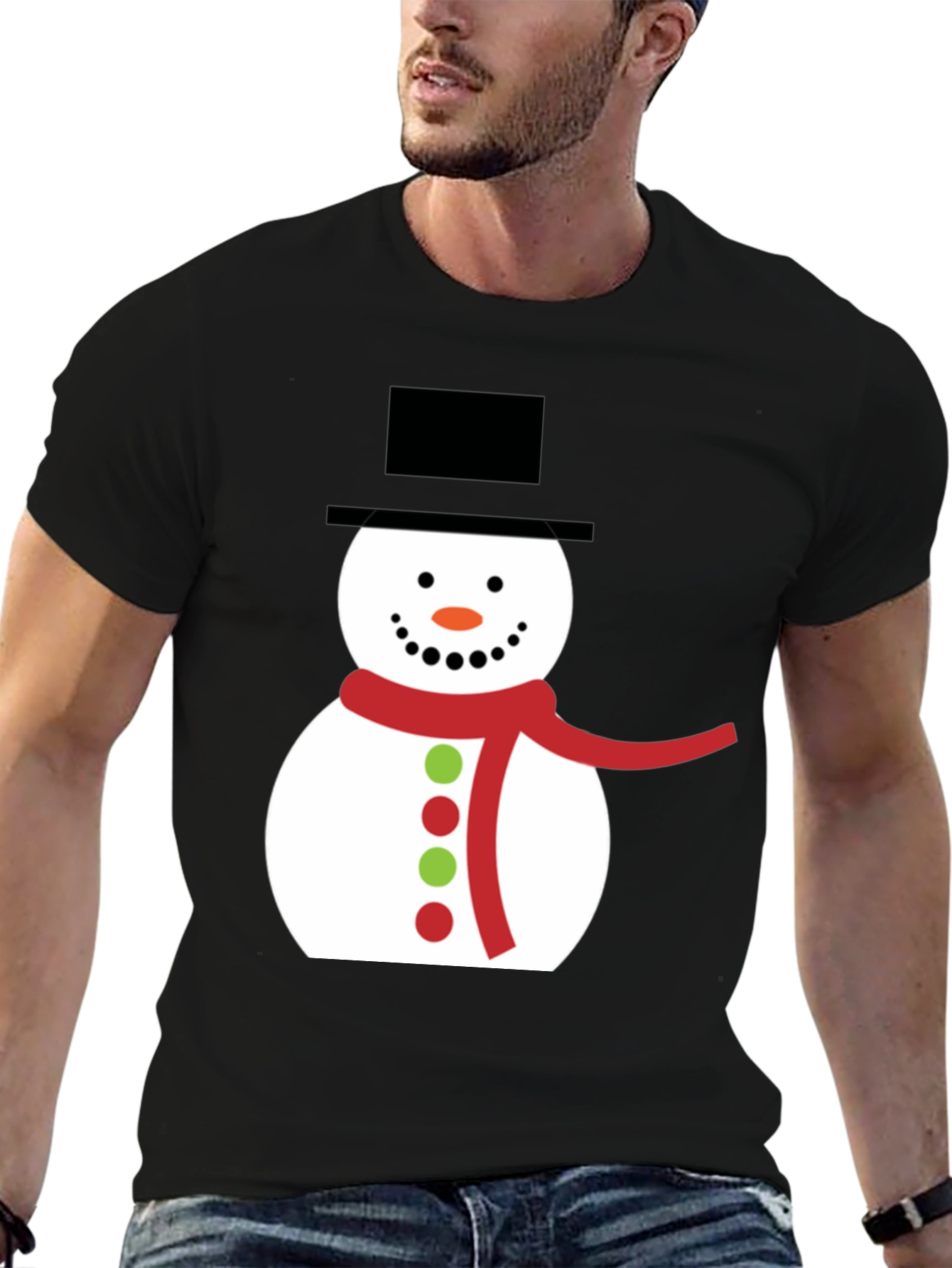 Festive Snowman Graphic Tee - Holiday Apparel