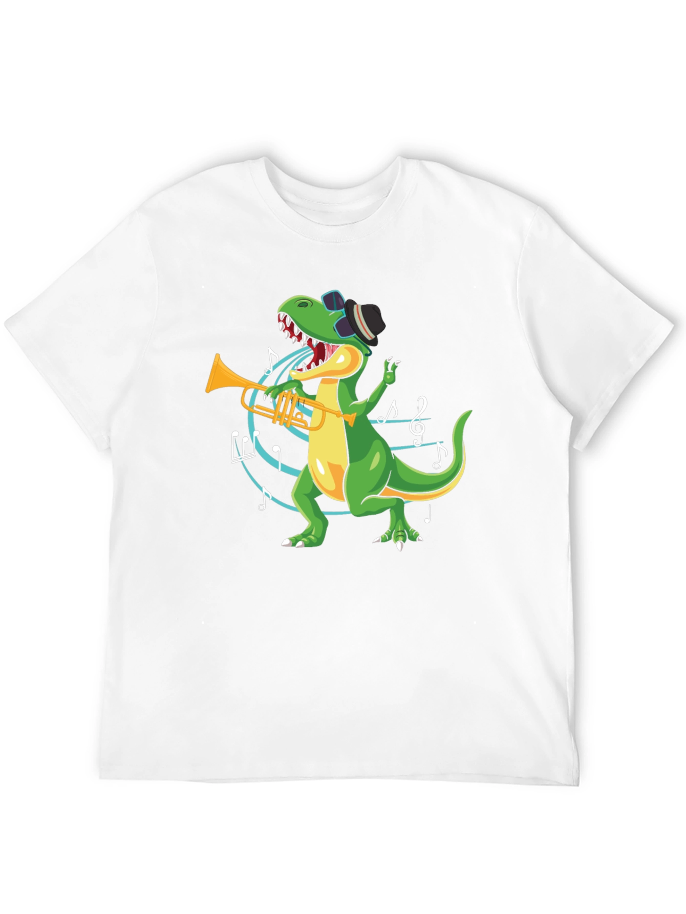 Dino Trumpet Player Black T-Shirt