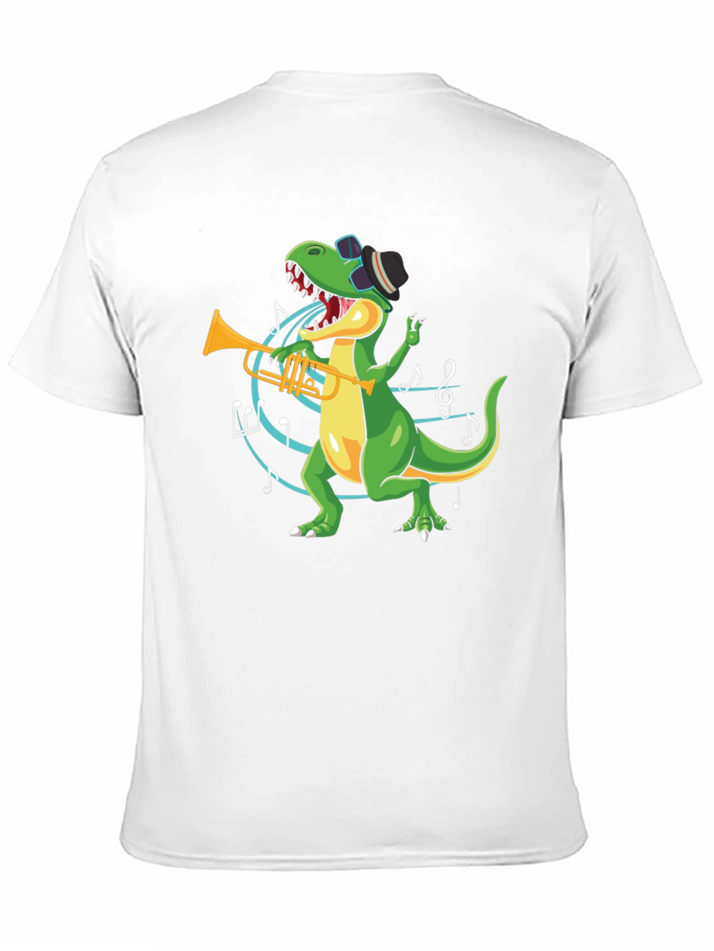 Dino Trumpet Player Black T-Shirt
