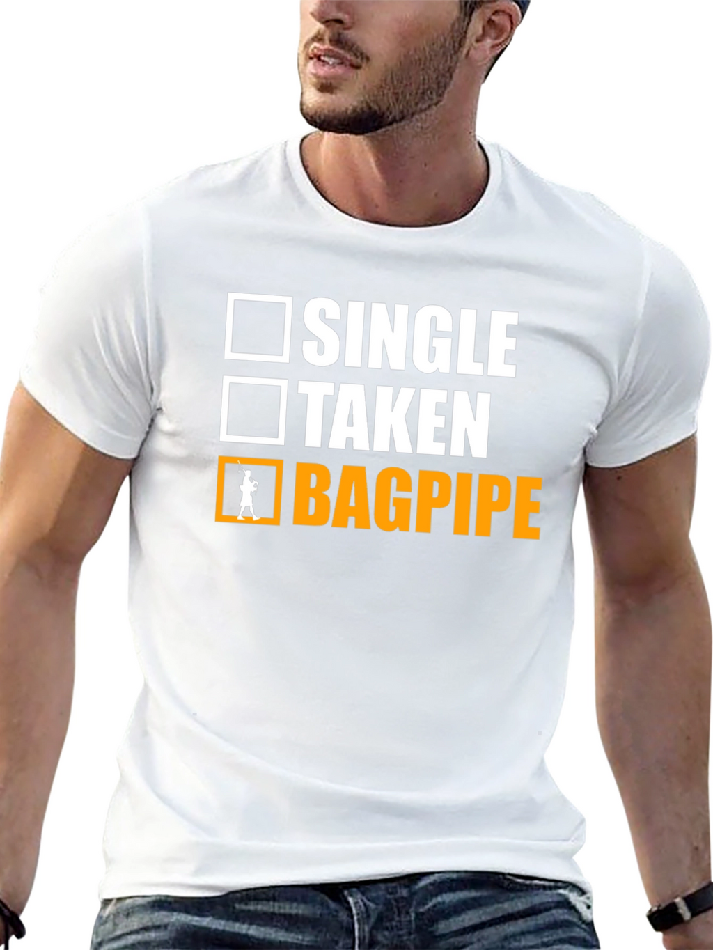 Single Taken Bagpipe T-Shirt Musician Humor