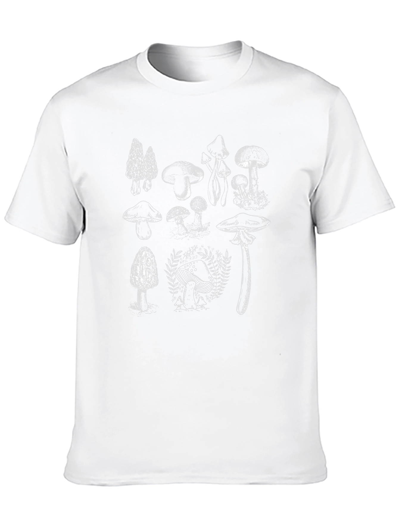 Mushroom Print Graphic Tee - Unisex Black T-Shirt