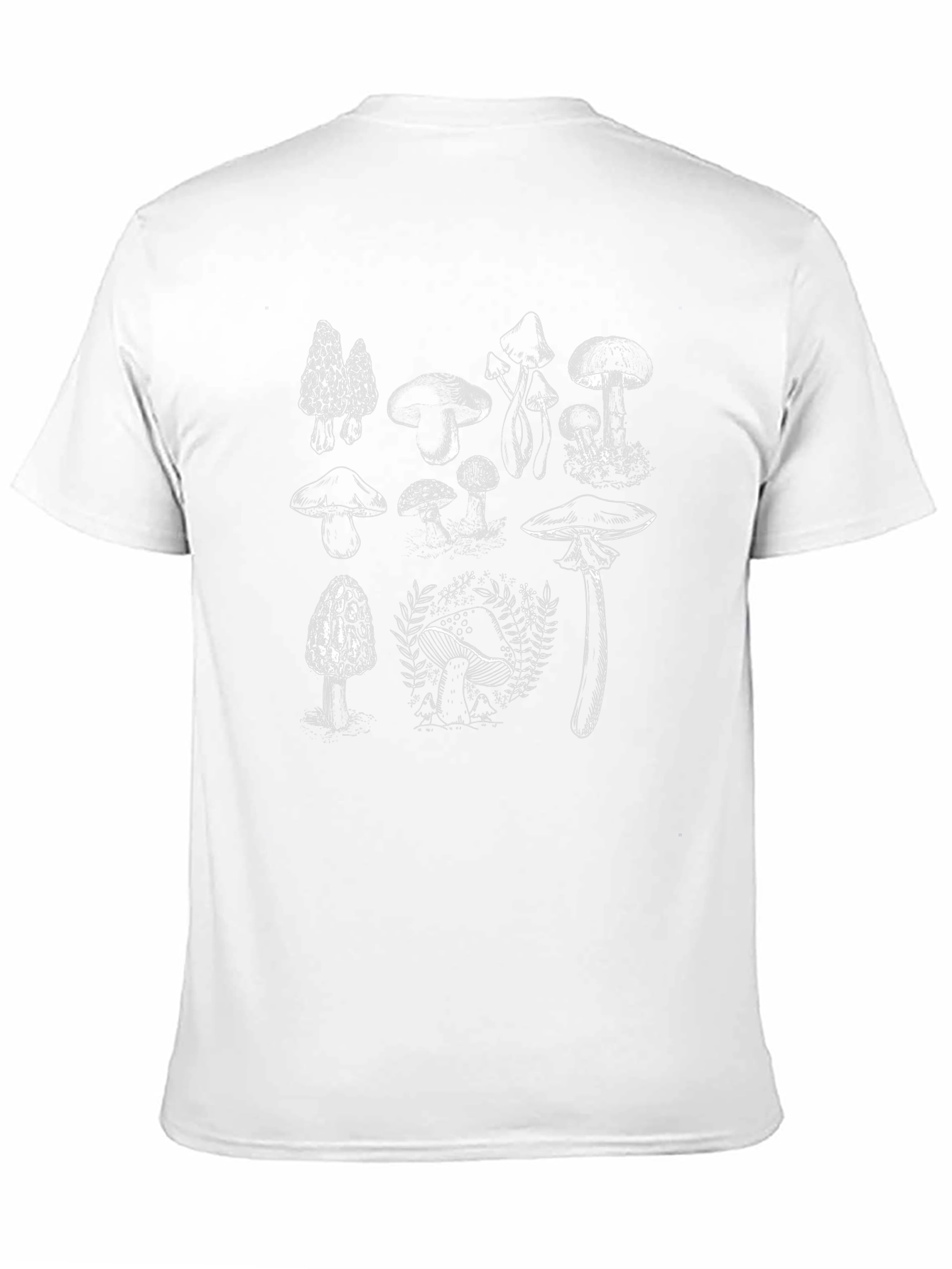 Mushroom Print Graphic Tee - Unisex Black T-Shirt