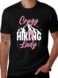 Crazy Hiking Lady Black T-Shirt