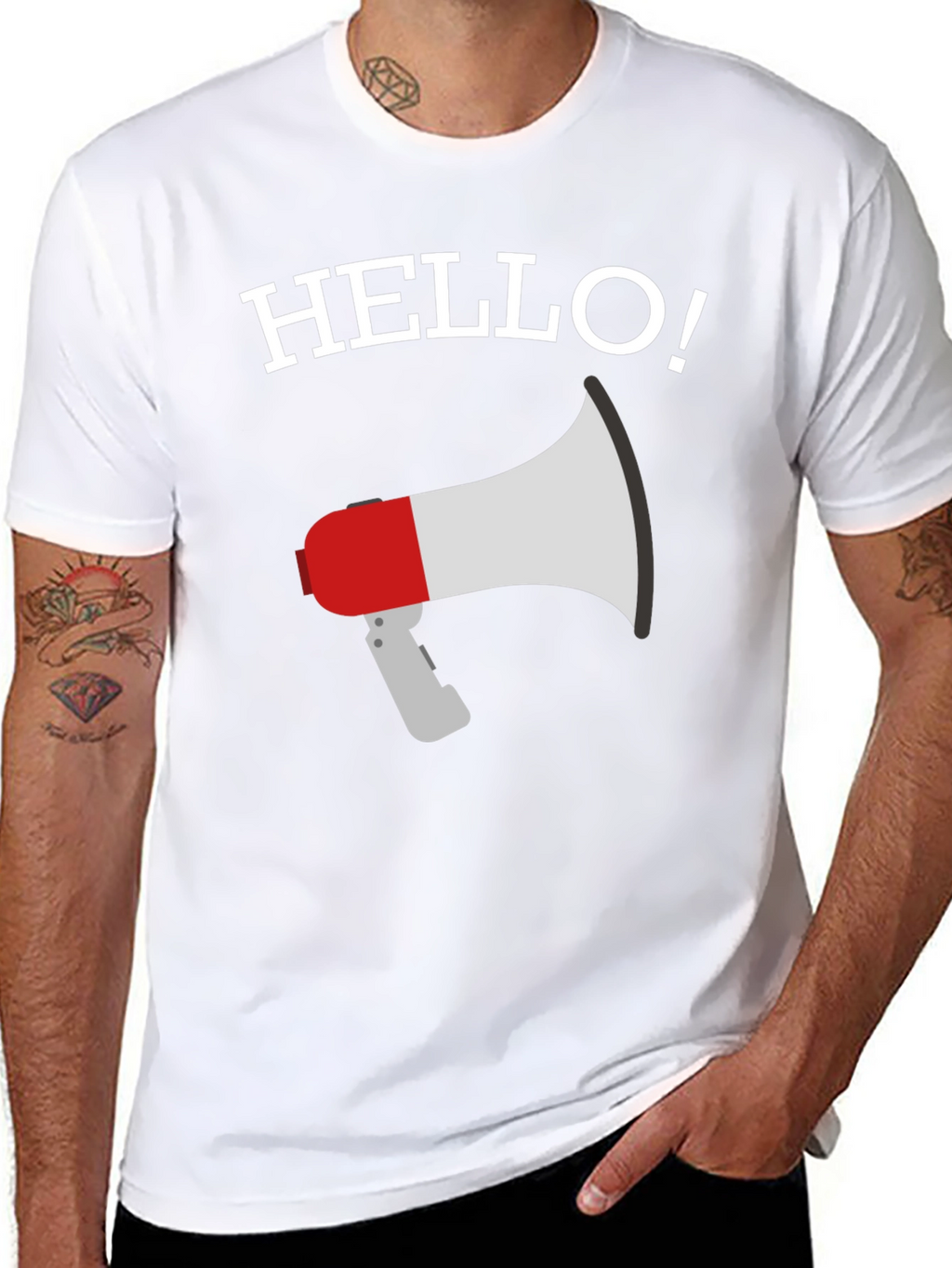 Hello Megaphone Graphic Tee - Mens Black T-Shirt