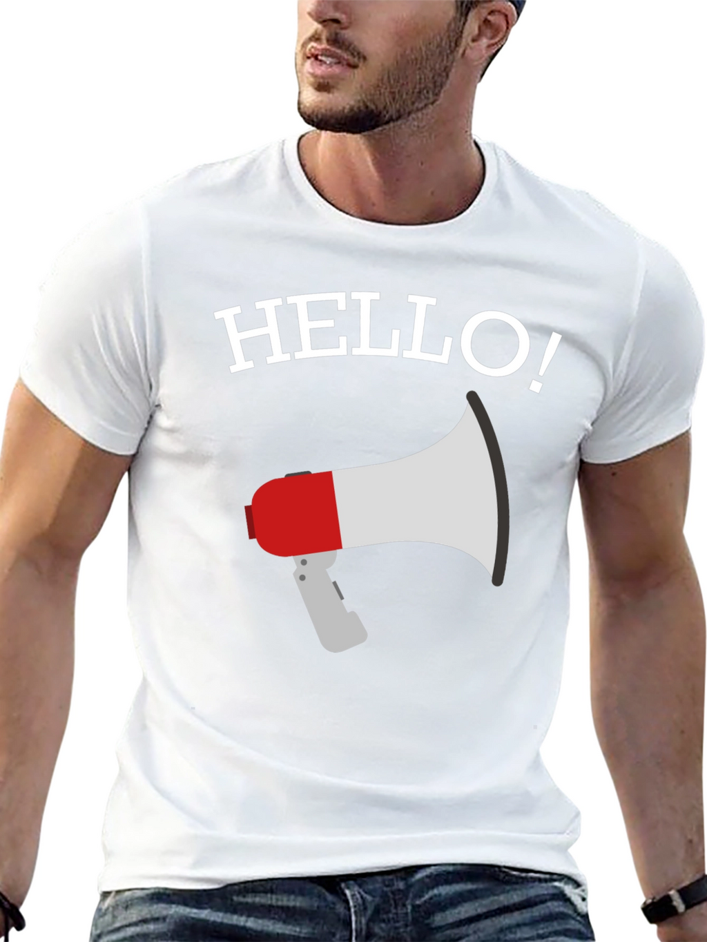 Hello Megaphone Graphic Tee - Mens Black T-Shirt
