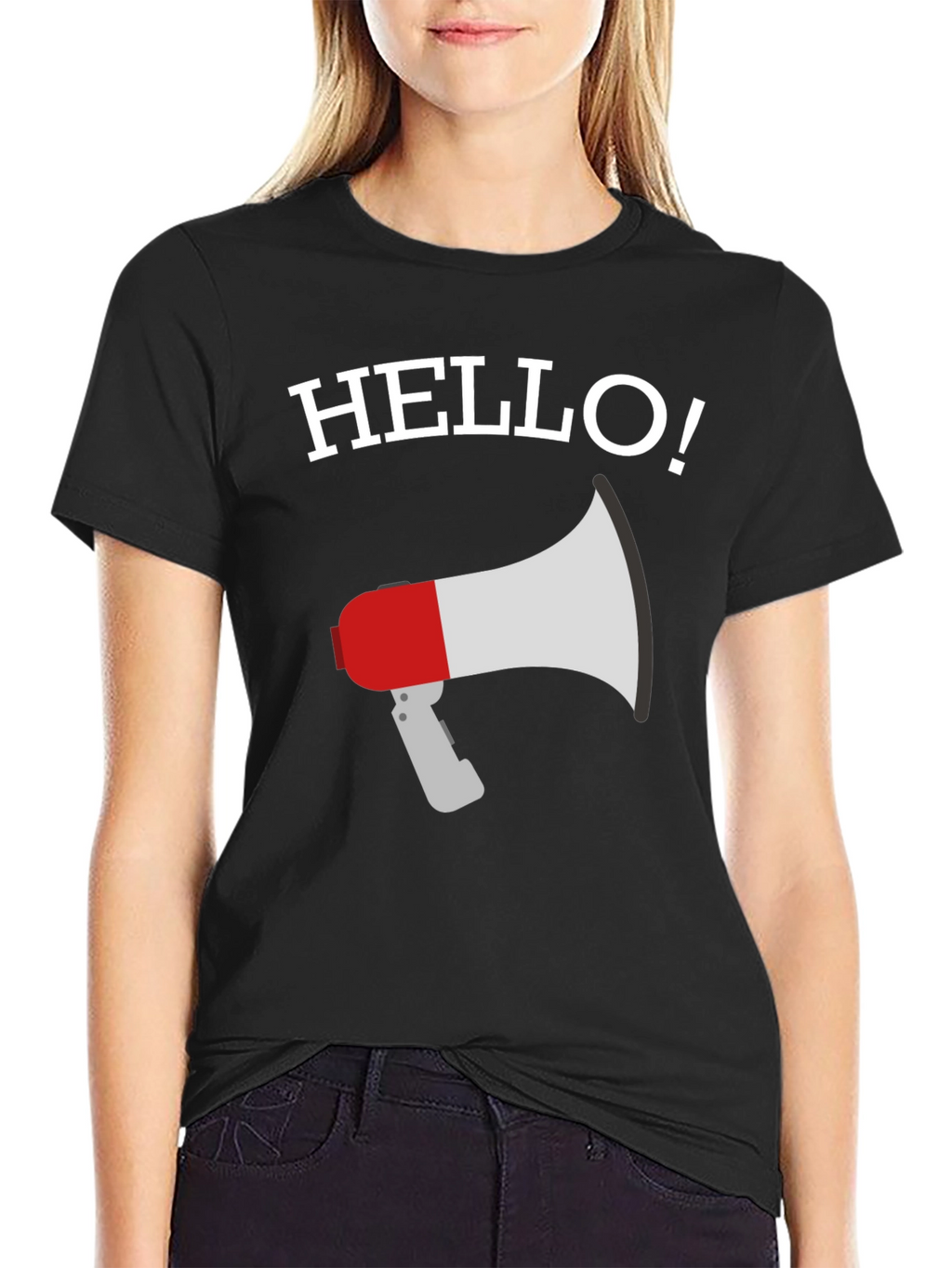 Hello Megaphone Graphic Tee - Mens Black T-Shirt