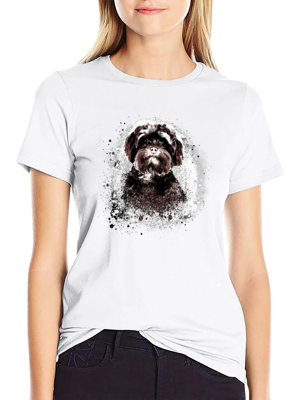 Cute Dog Graphic Tee - Black