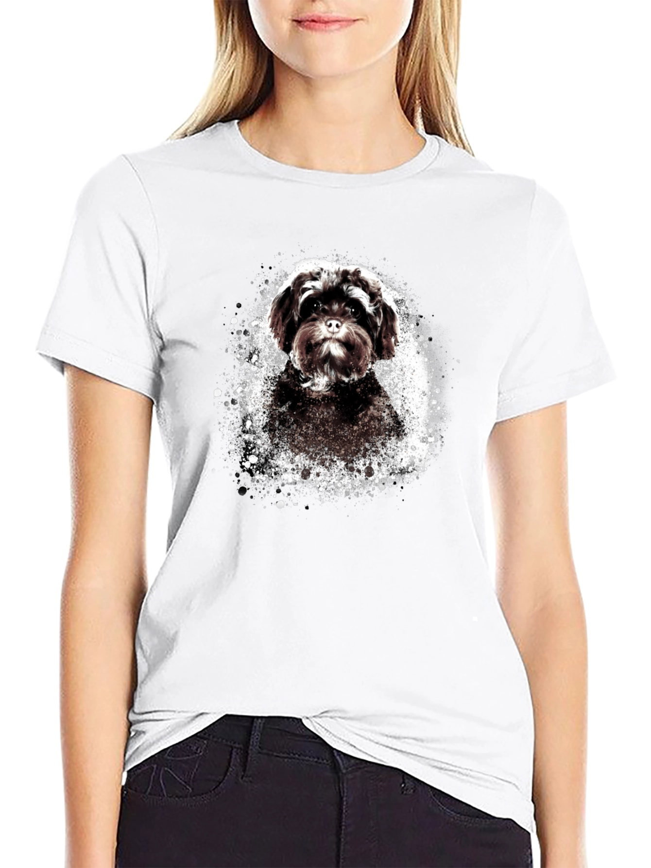 Cute Dog Graphic Tee - Black