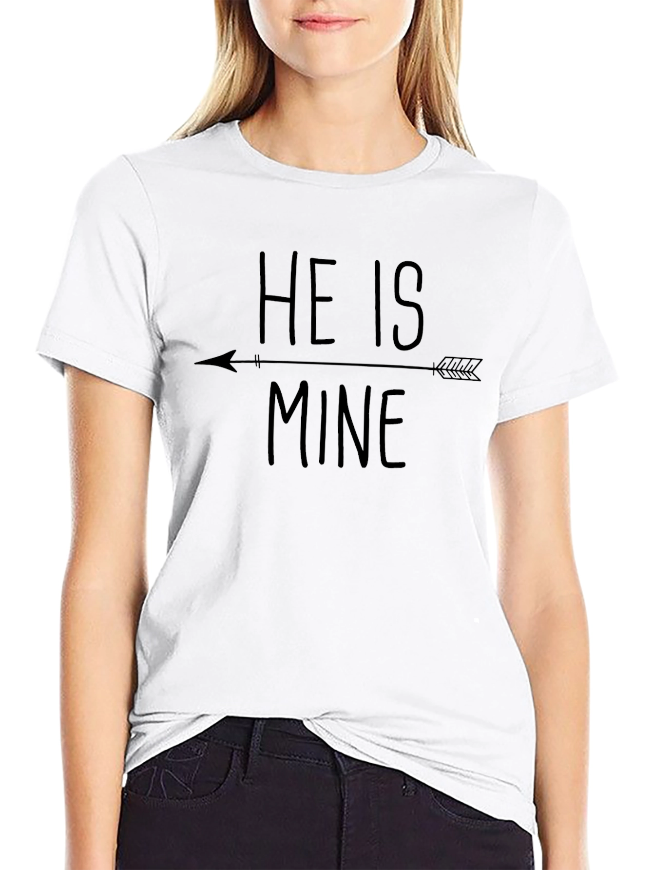 He Is Mine Matching Couple T-Shirt - Black