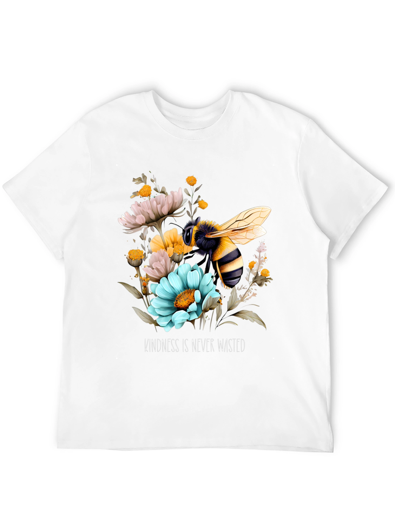 Kindness Bee Graphic Tee - Black Floral Design