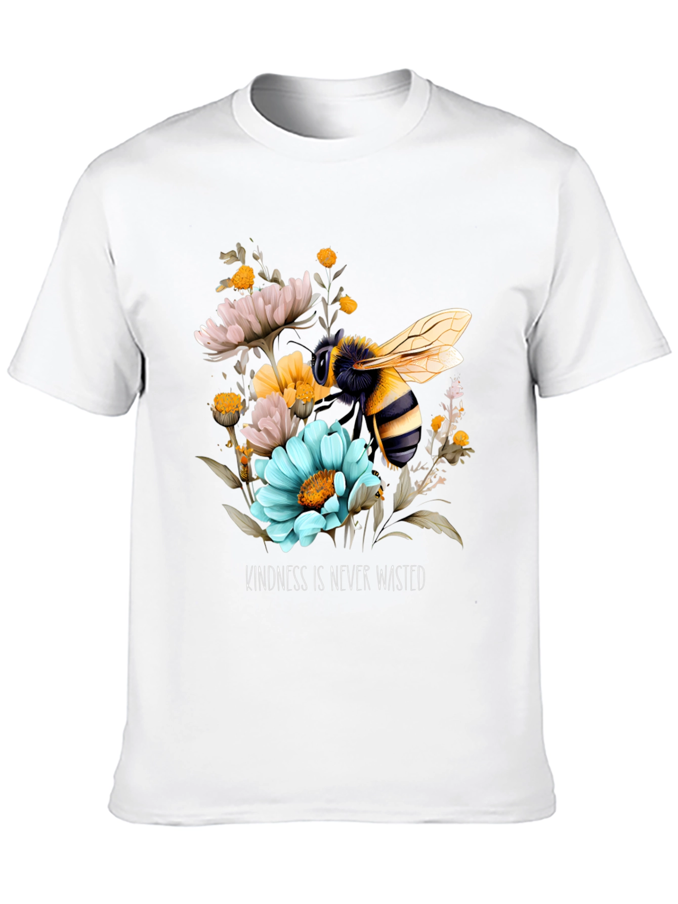Kindness Bee Graphic Tee - Black Floral Design