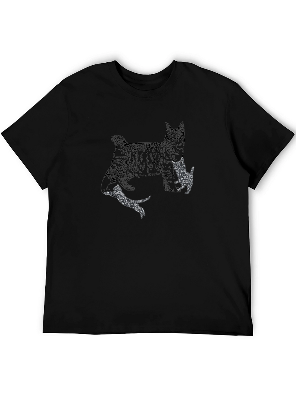 Cat Print Black Graphic Tee